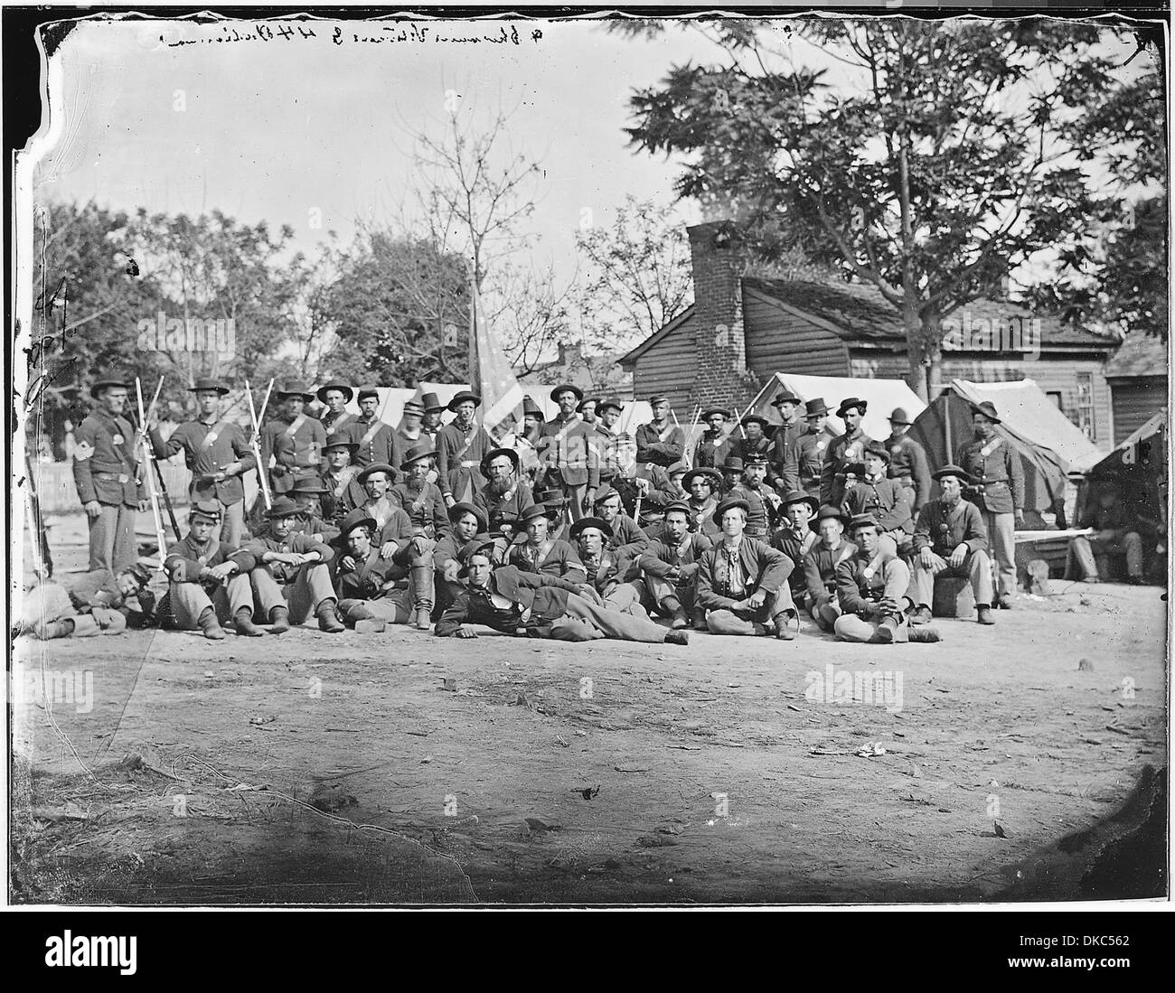 Le 44th Indiana Infantry est une unité de l'armée de l'Union pendant la guerre de Sécession. Ce record fait probablement référence à la compagnie au sein de l'unité, qui a joué un rôle dans diverses batailles. Banque D'Images