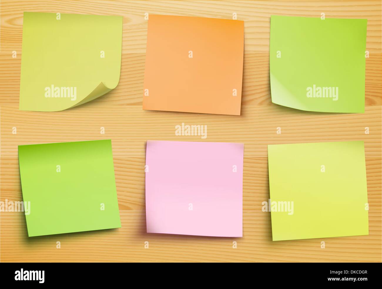 Vector collection de post it en plusieurs couleurs sur la plaque de bois pour votre propre texte ou image Illustration de Vecteur
