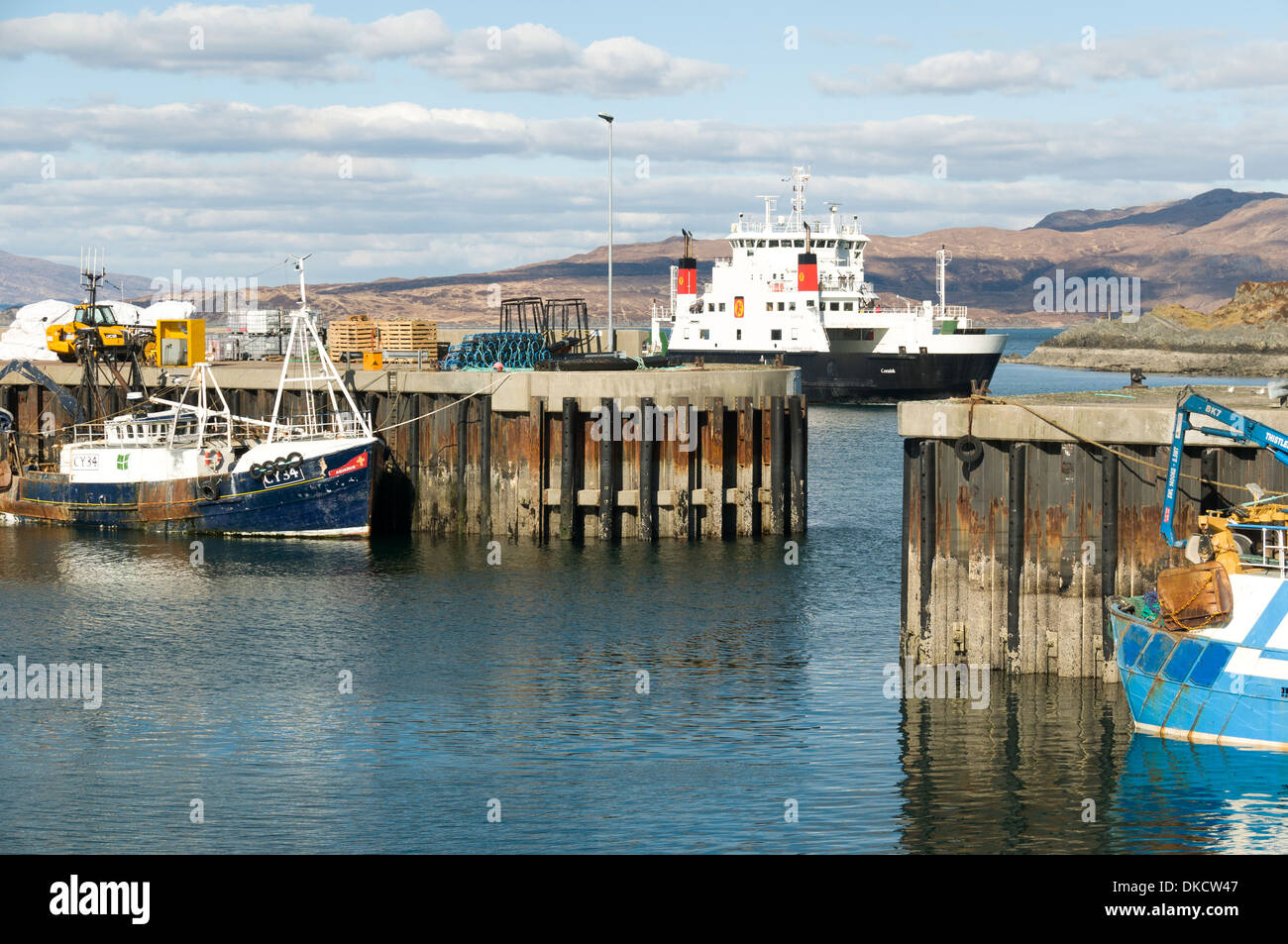 L'Armadale (Skye) arrivant à Mallaig ferry port, région des Highlands, Ecosse, Royaume-Uni. Banque D'Images