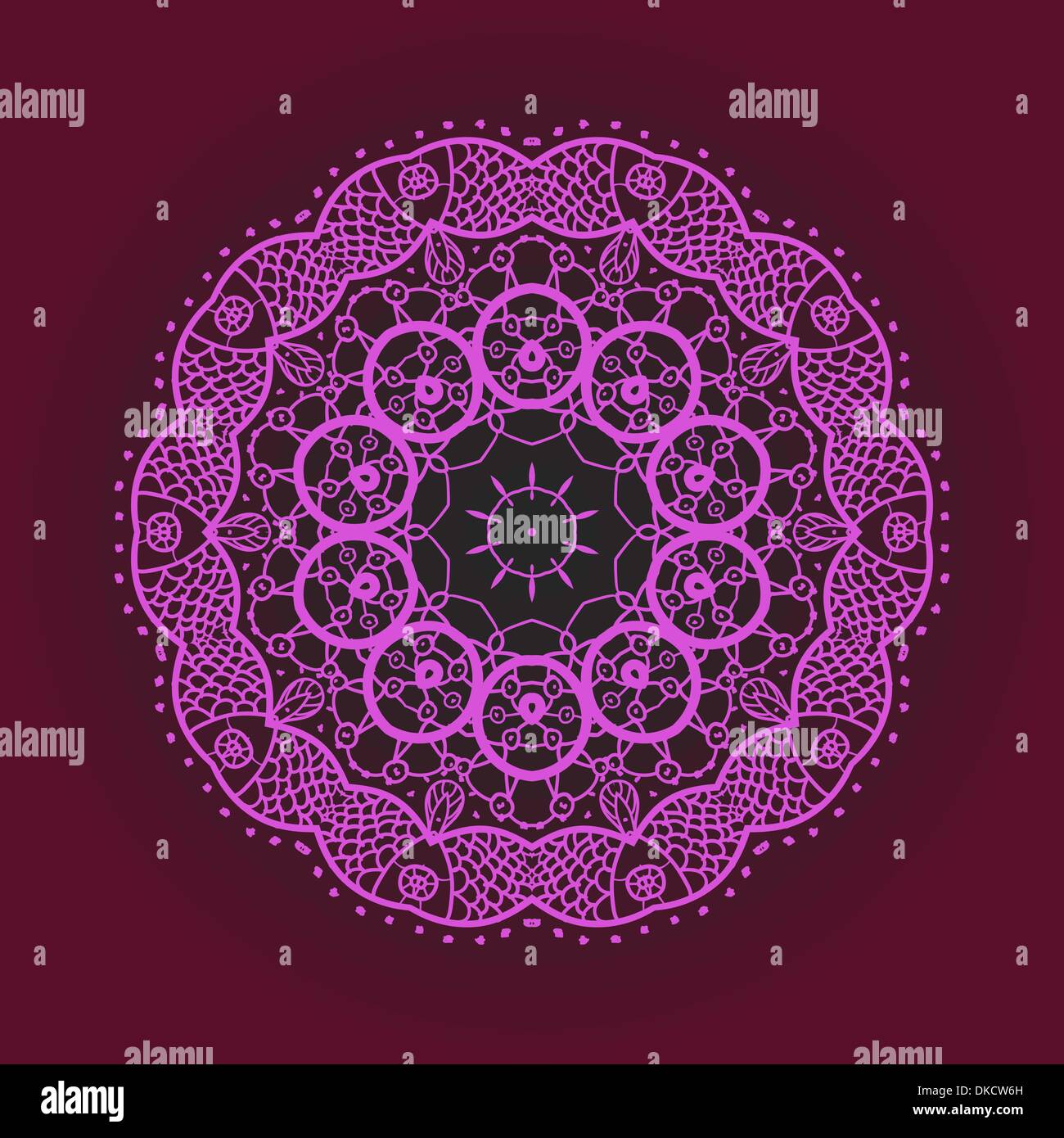 Motif mandala oriental lase ronde motif sur le fond violet, comme la peinture de mehndi ou flocon de couleur rose profond Illustration de Vecteur