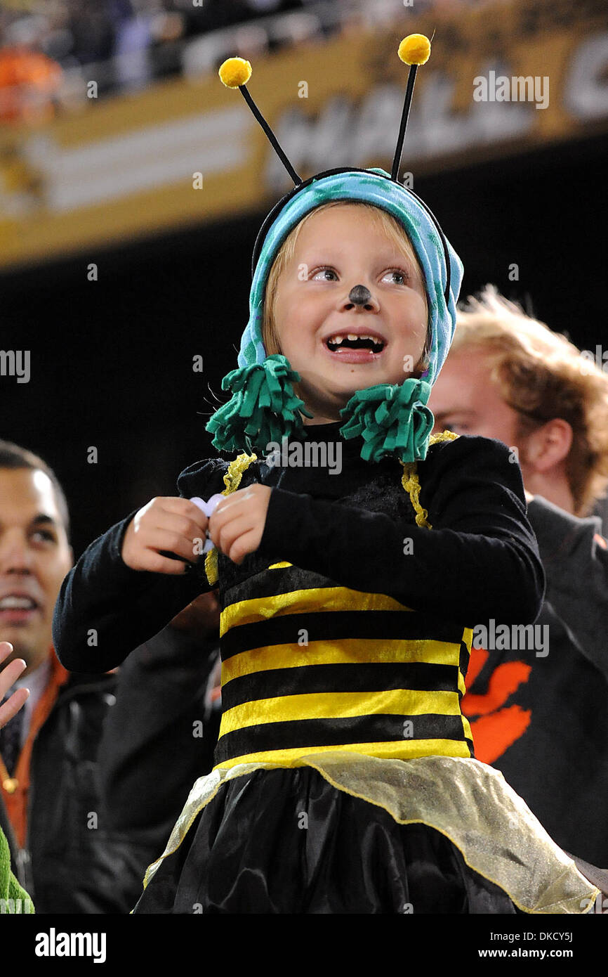 29 octobre 2011 - Atlanta, Géorgie, États-Unis - Un ventilateur à la Géorgie au jeu Tech-Clemson Bobby Dodd Stadium à Atlanta en Géorgie. Georgia Tech remporte 31-17. (Crédit Image : © Marty/ZUMAPRESS.com) Torybag/Southcreek Banque D'Images