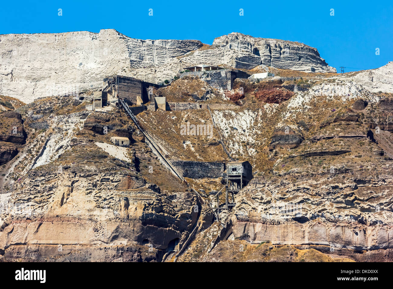 Ancienne mine de Mesotopos sur l'île de Santorin Grèce Banque D'Images