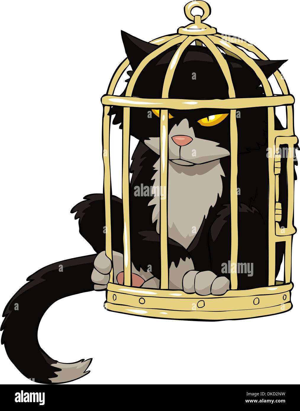 Chat dans la cage à oiseaux vector illustration Illustration de Vecteur