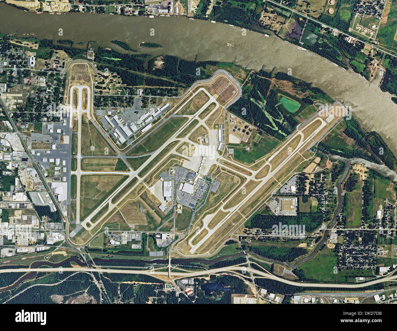 Photo aérienne du site de Bill et Hillary Clinton, l'Aéroport National Adams Field, Little Rock, Arkansas Banque D'Images