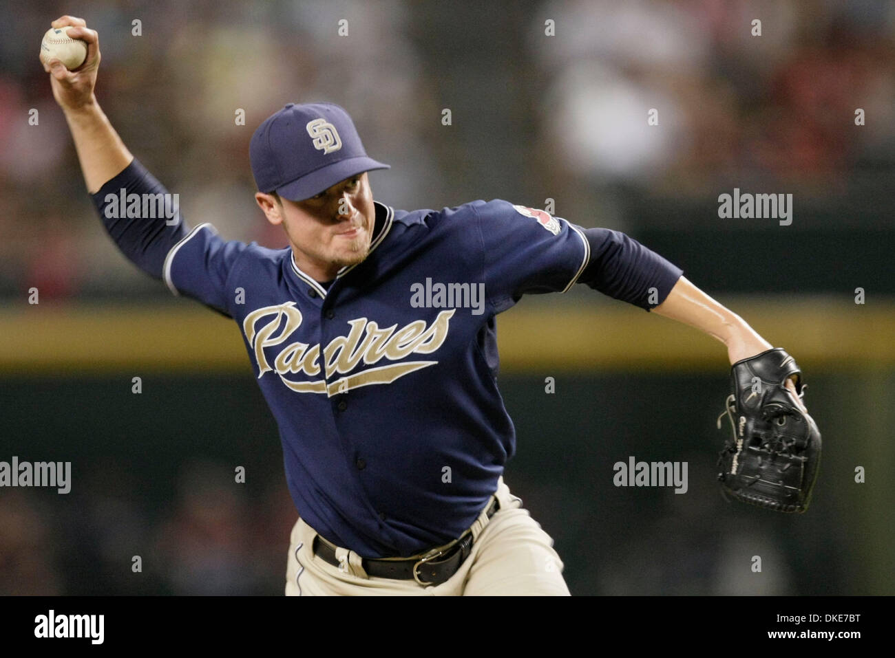 13 juillet 2007 : San Diego Padres pitcher Cla Meredith sur la butte contre les Diamondbacks de l'Arizona à Chase Field à Phoenix, Arizona. Les Diamondbacks défait les Padres 8-3 (Image Crédit : © Max Simbron/Cal Sport Media) Banque D'Images