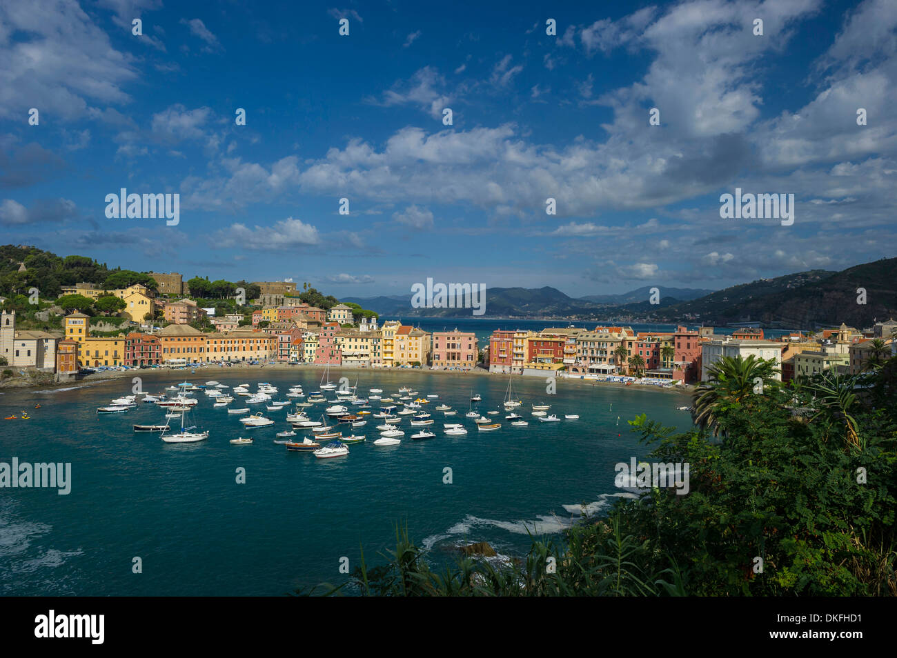 Paysage urbain, port, Baia di Silenzio, Sestri Levante, Riviera di Levante, Gênes, ligurie, italie Banque D'Images