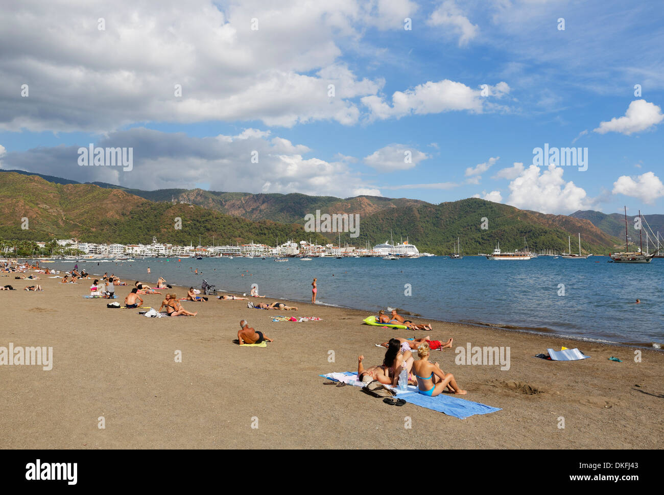 Plage de Marmaris, Muğla province, région de l'Egée, la Turquie Banque D'Images