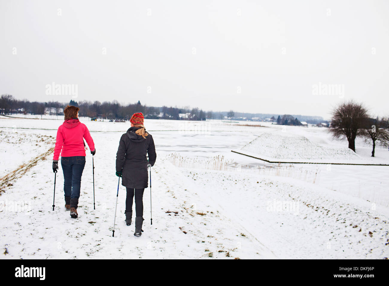 La Marche des femmes sur la glace Banque D'Images