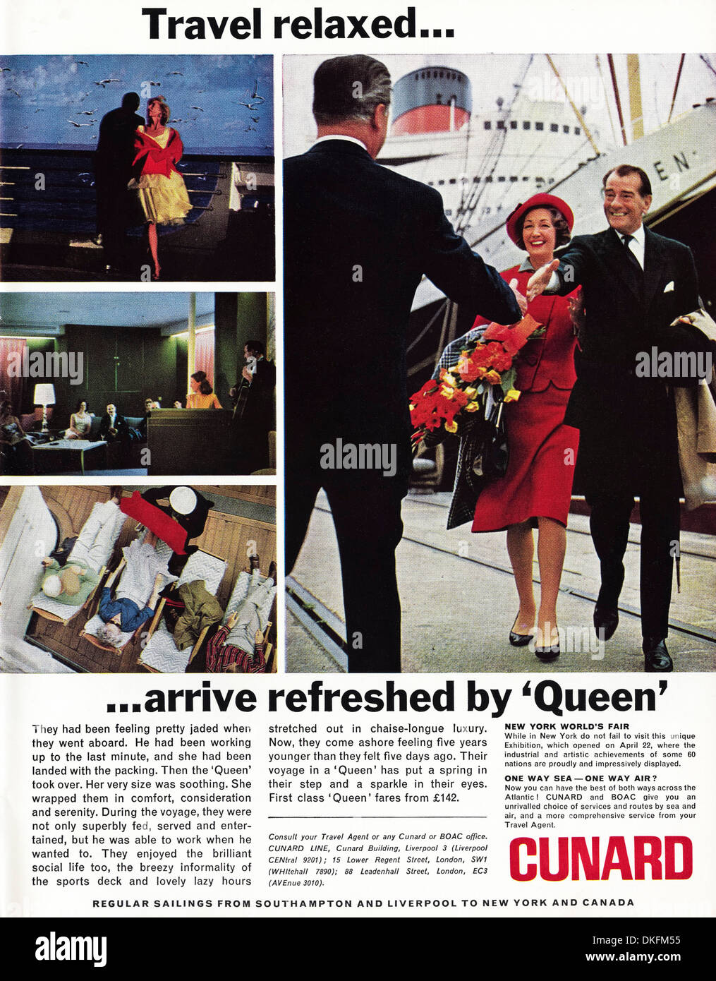 1960 vintage magazine advertisement advertising Cunard Line Banque D'Images