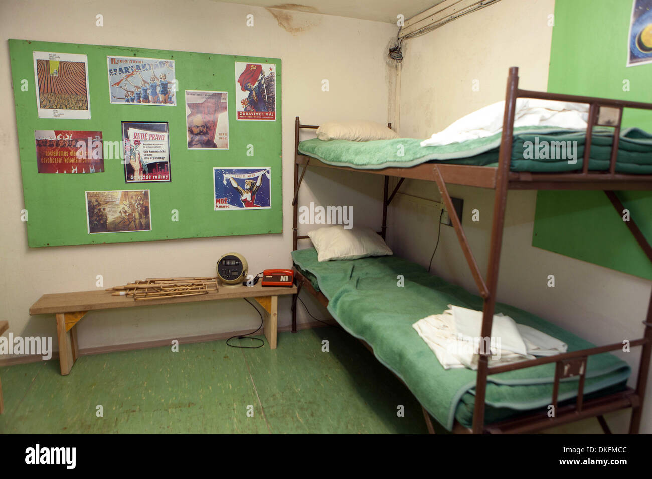 Spy Museum à l'hôtel Jalta. Le sous-sol de l'hôtel Prague République Tchèque, chambre à coucher pour le personnel Banque D'Images