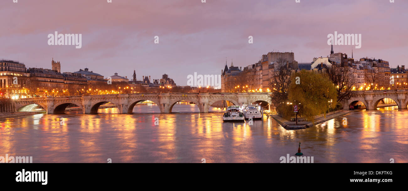 Pont Neuf et l'Ile de la Cité, Paris, Ile de France, France, Europe Banque D'Images