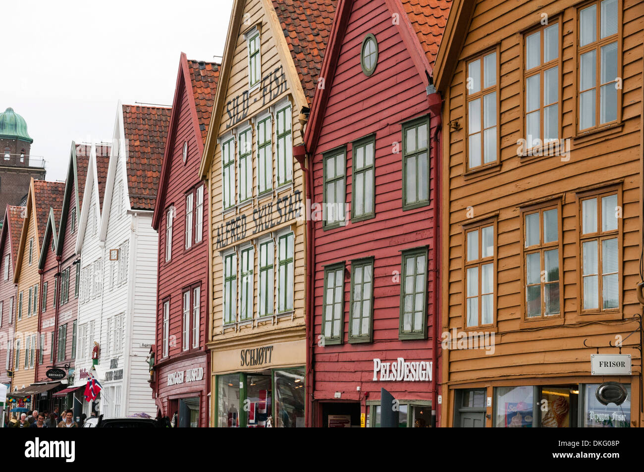 Quartier historique de Bryggen, classé au Patrimoine Mondial de l'UNESCO, Bergen, Norway, Scandinavia, Europe Banque D'Images