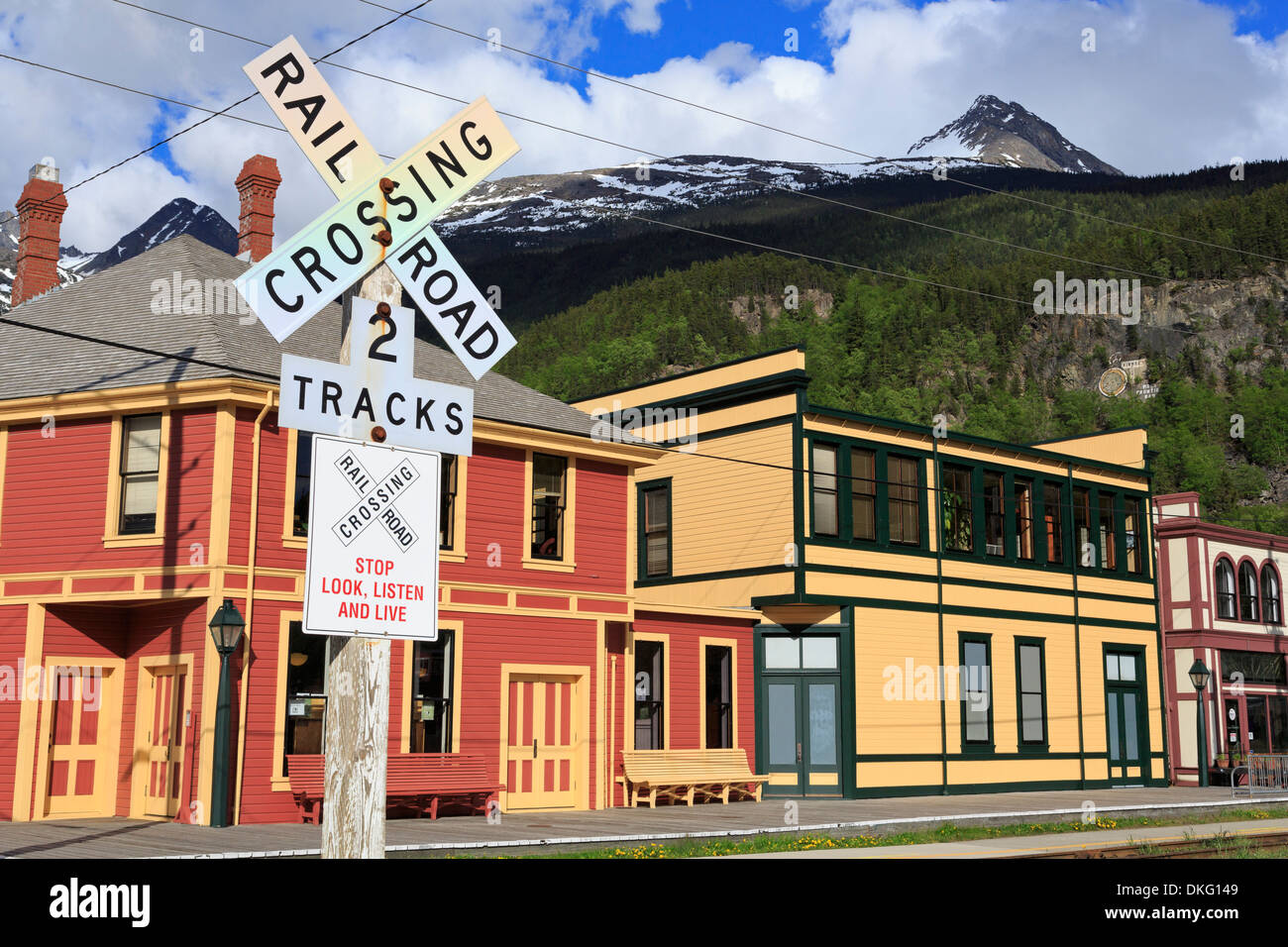White Pass Railway, Skagway, Alaska, États-Unis d'Amérique, Amérique du Nord Banque D'Images