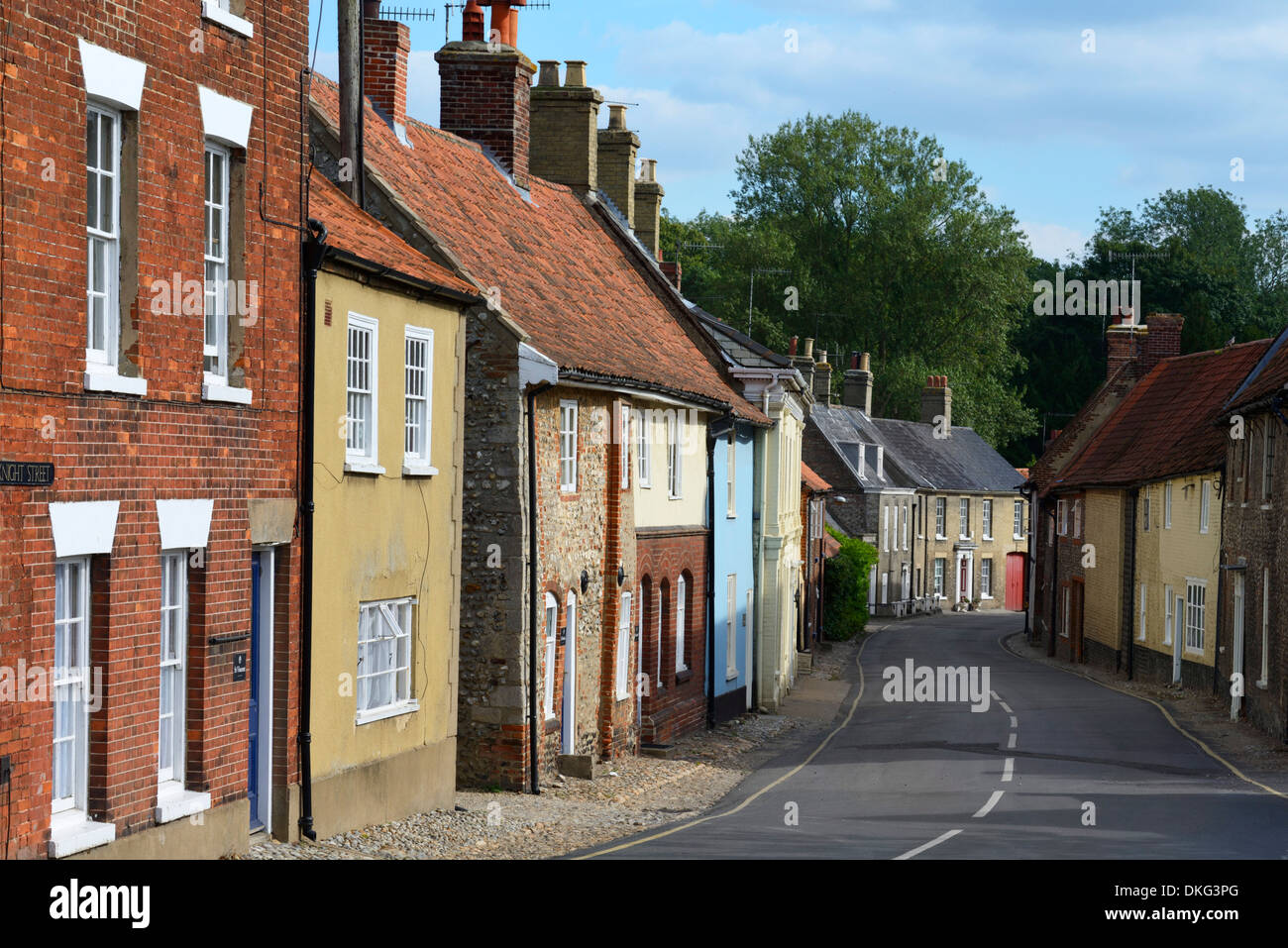 Maisons de la rue Knight, Little Walsingham, Norfolk, Angleterre, Royaume-Uni, Europe Banque D'Images