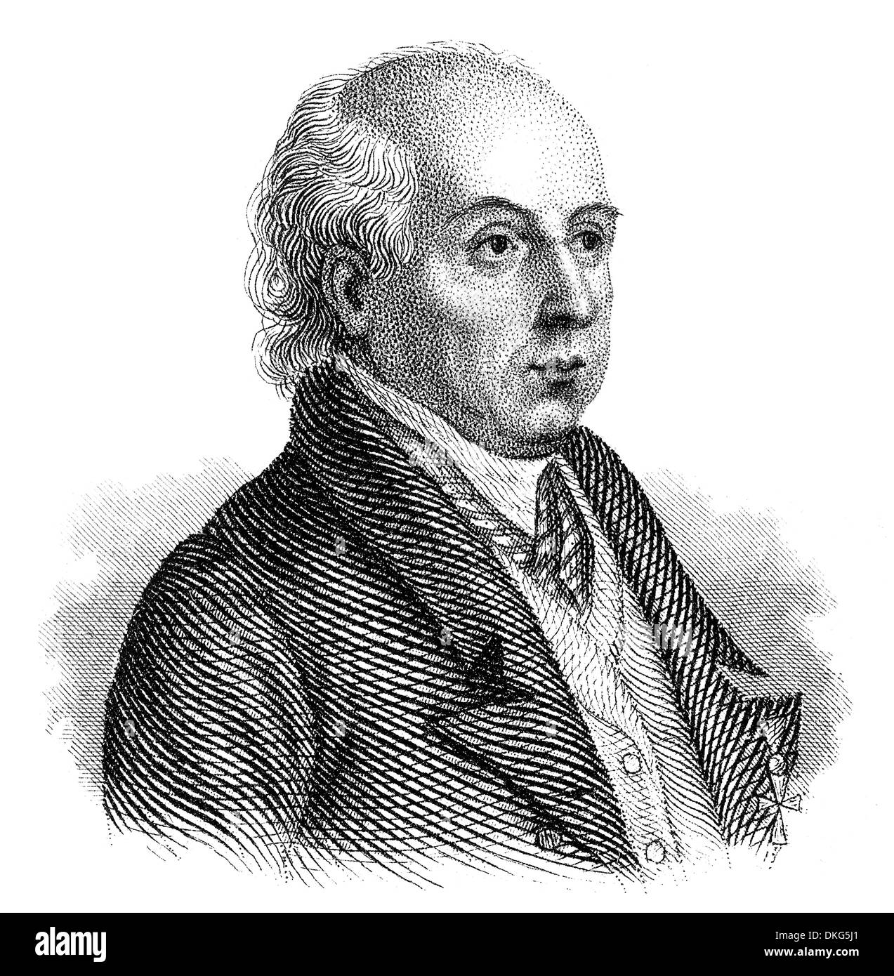 Portrait de Joseph Franz Freiherr von Jacquin ou le Baron Joseph von Jacquin, 1766- 1839, un scientifique qui a étudié medicin Banque D'Images