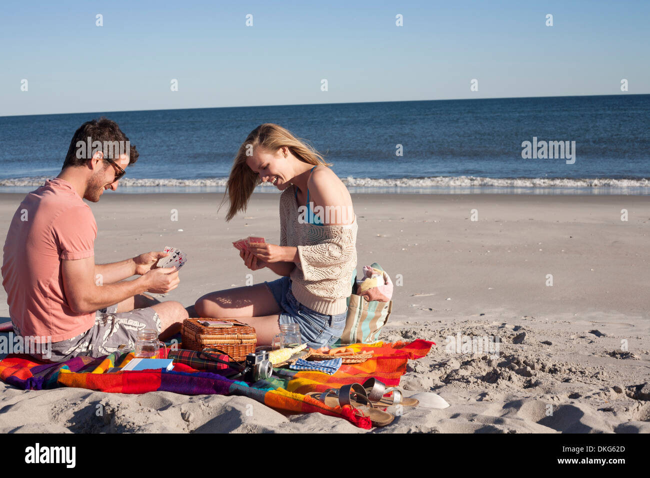 Deux cartes à jouer sur la plage, Breezy Point, Queens, New York, USA Banque D'Images