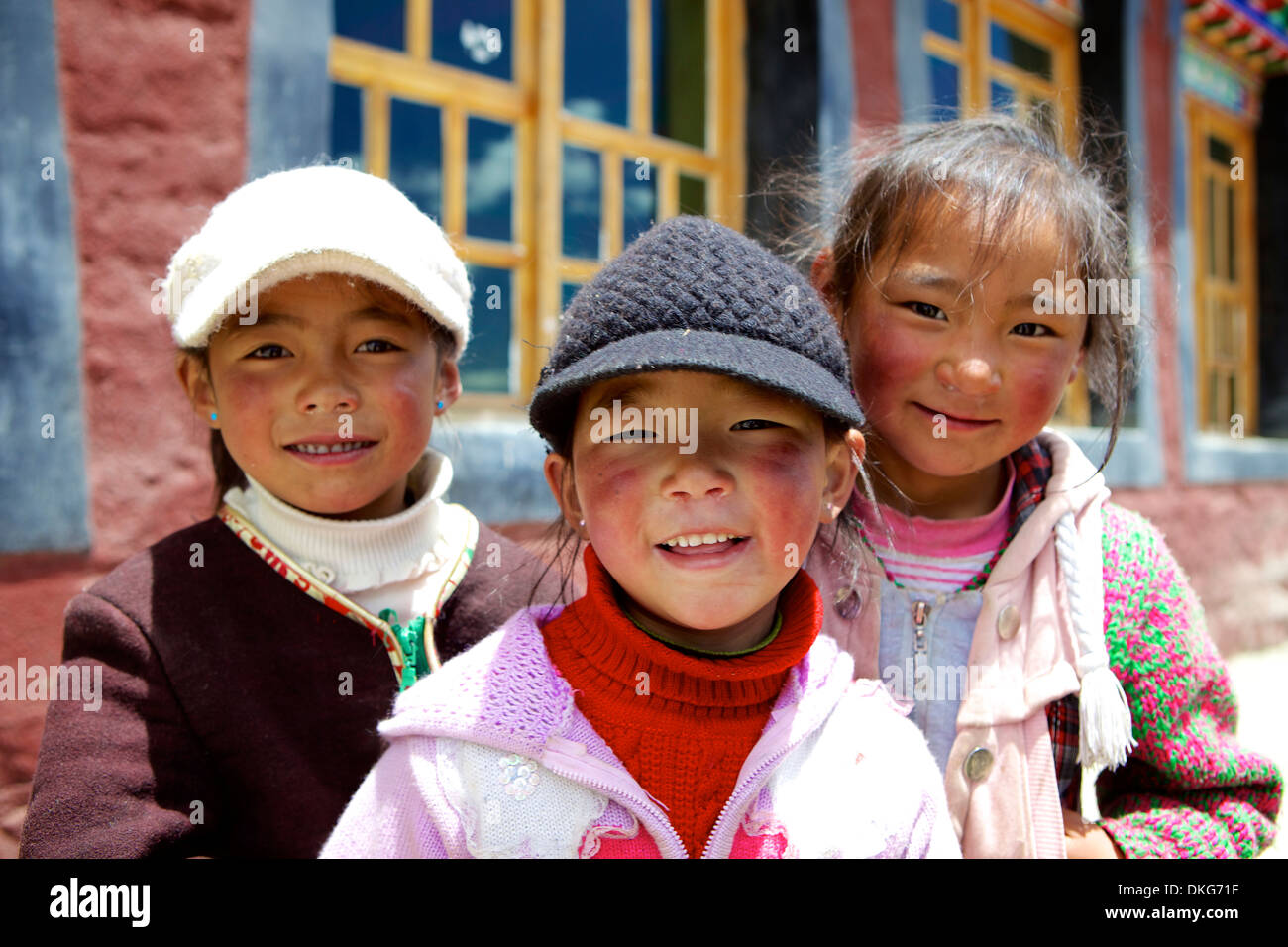 Les enfants tibétains, Tibet, Chine, Asie Banque D'Images