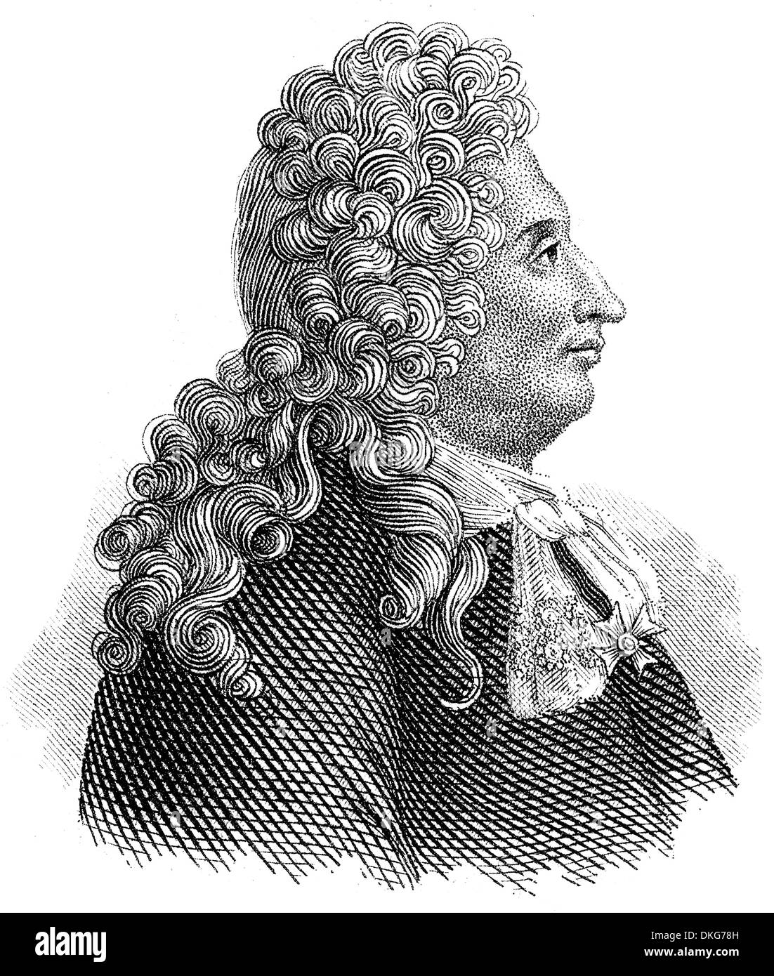 Le Portrait de Jules Hardouin-Mansart, 1646 - 1708, un architecte français de l'architecture Baroque Banque D'Images