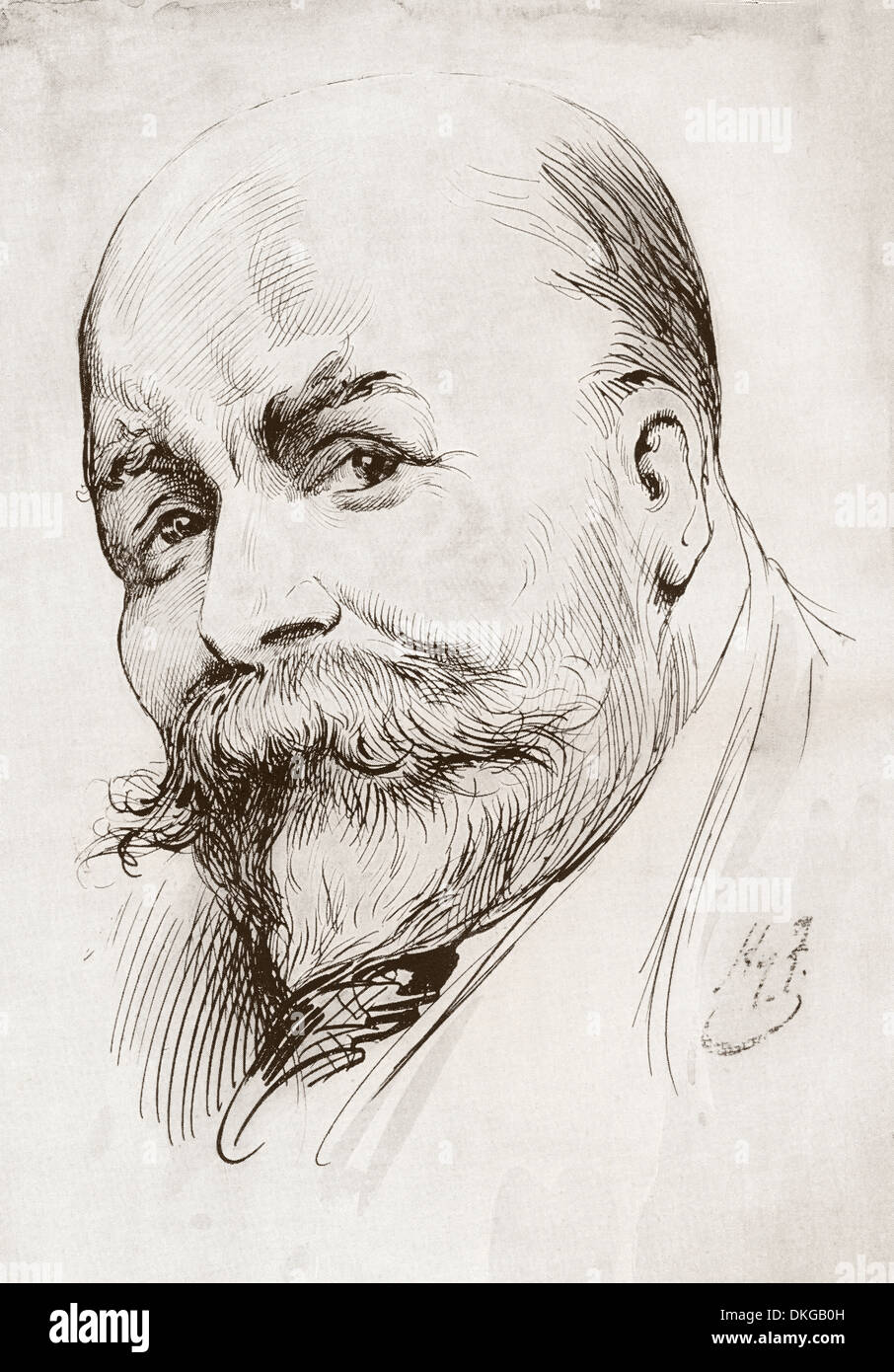 Henry (Harry) Furniss, 1854 - 1925. L'artiste irlandais et de l'illustrateur. Self Portrait par Harry Furniss. Banque D'Images