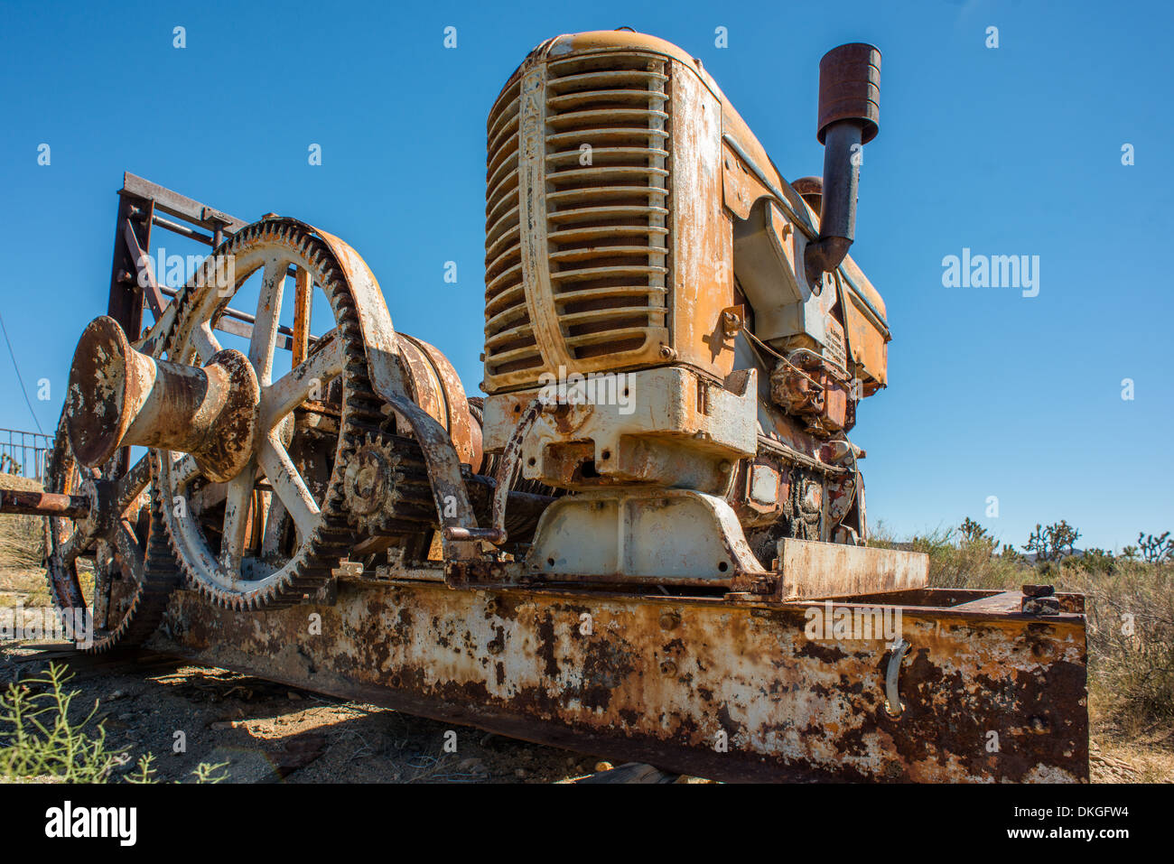 Dispositif constitué d'un tracteur et d'engrenage de l'ancienne mine Banque D'Images