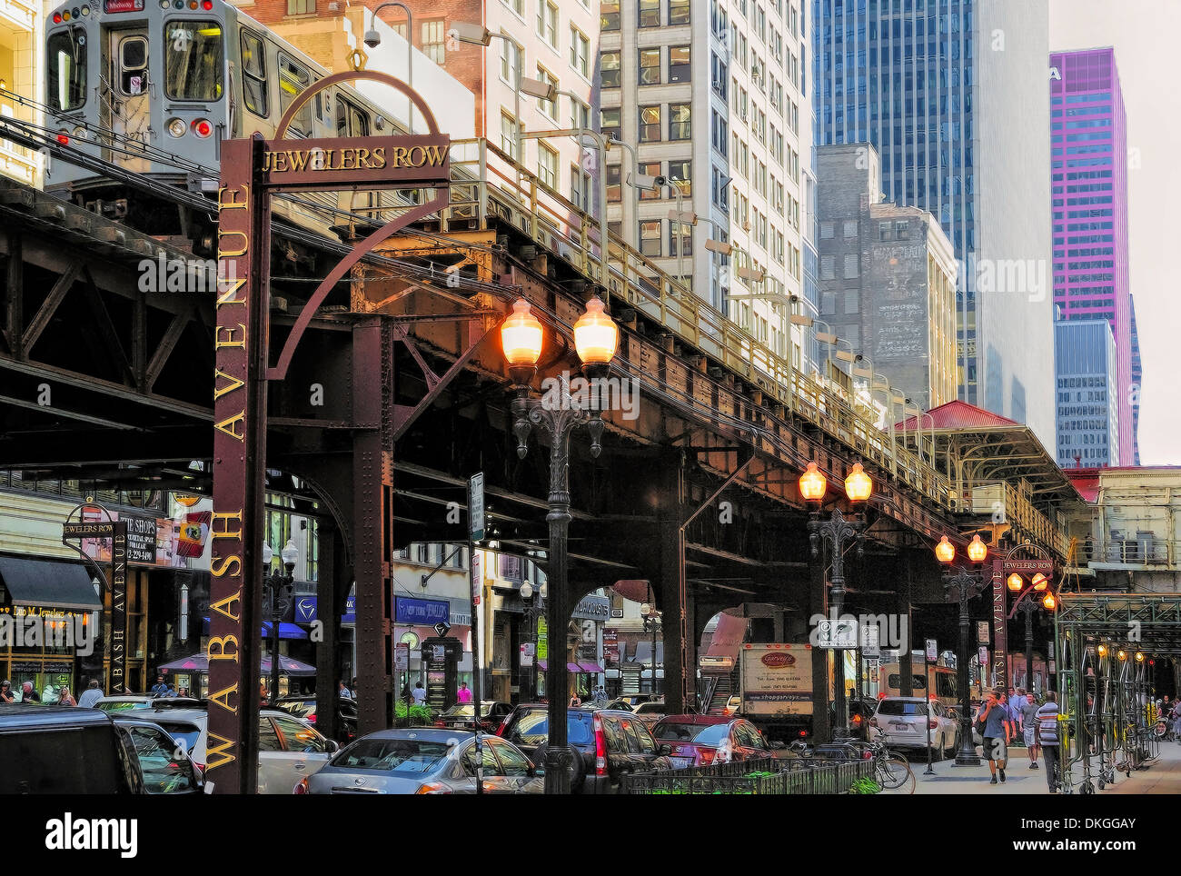 HDR / Chicago Wabash Avenue. Banque D'Images