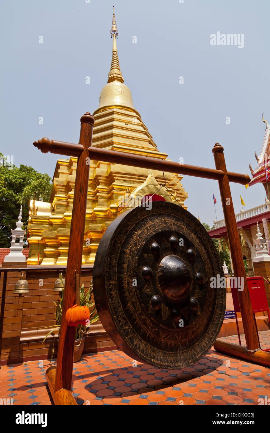 Gong im Wat Phan sur, Chiang Mai, Thaïlande, Asie Banque D'Images