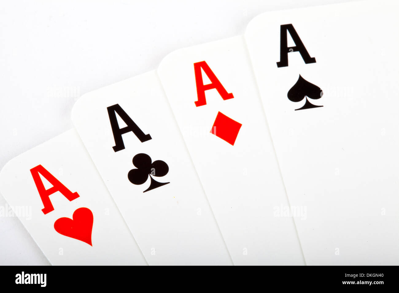 Les quatre as d'un jeu de cartes à jouer. Banque D'Images