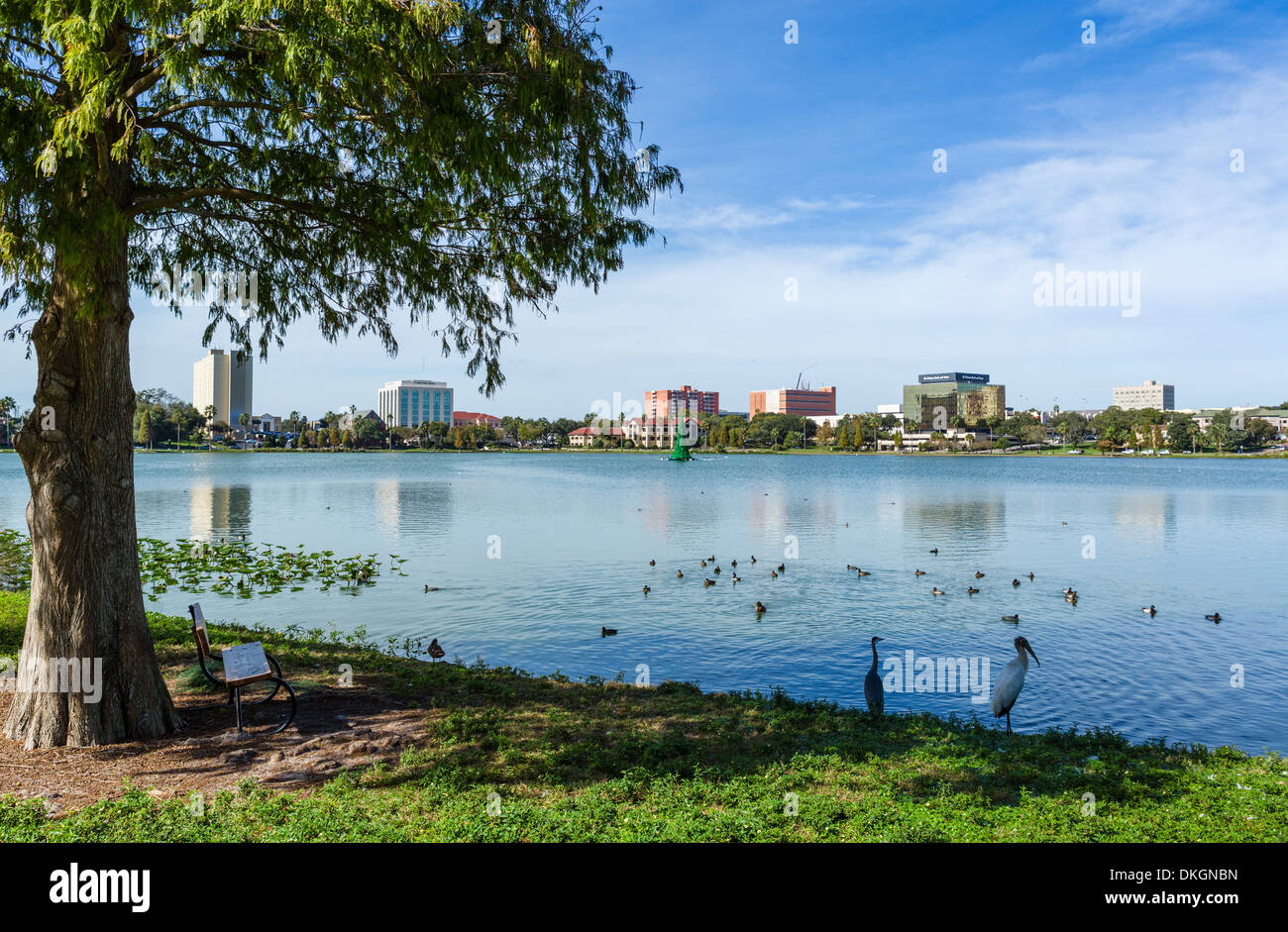 Sur le lac Morton vers le centre-ville historique, Lakeland, comté de Polk, Central Florida, USA Banque D'Images