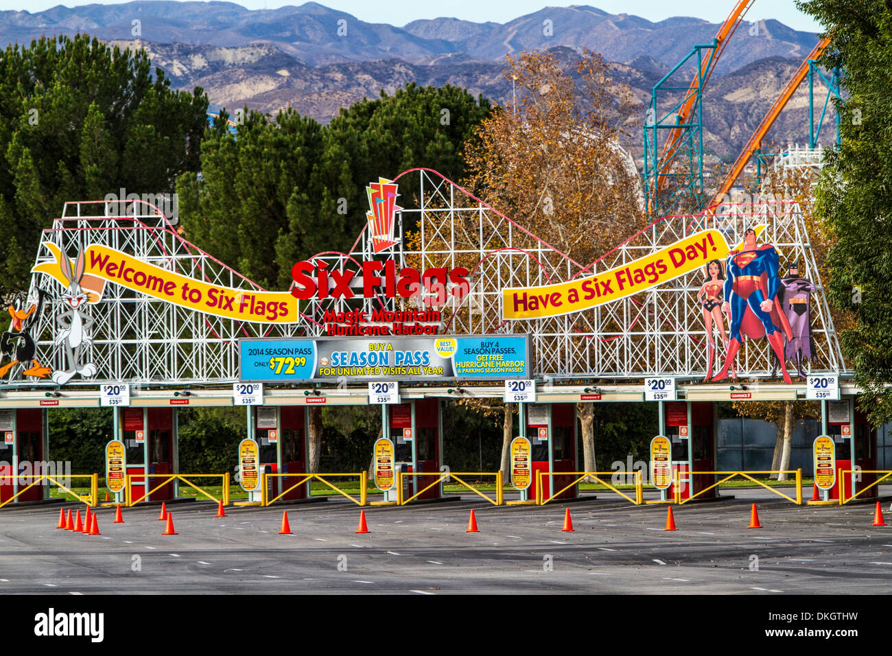 L'Entrée à Six Flags Magic Mountain à Valencia en Californie Banque D'Images