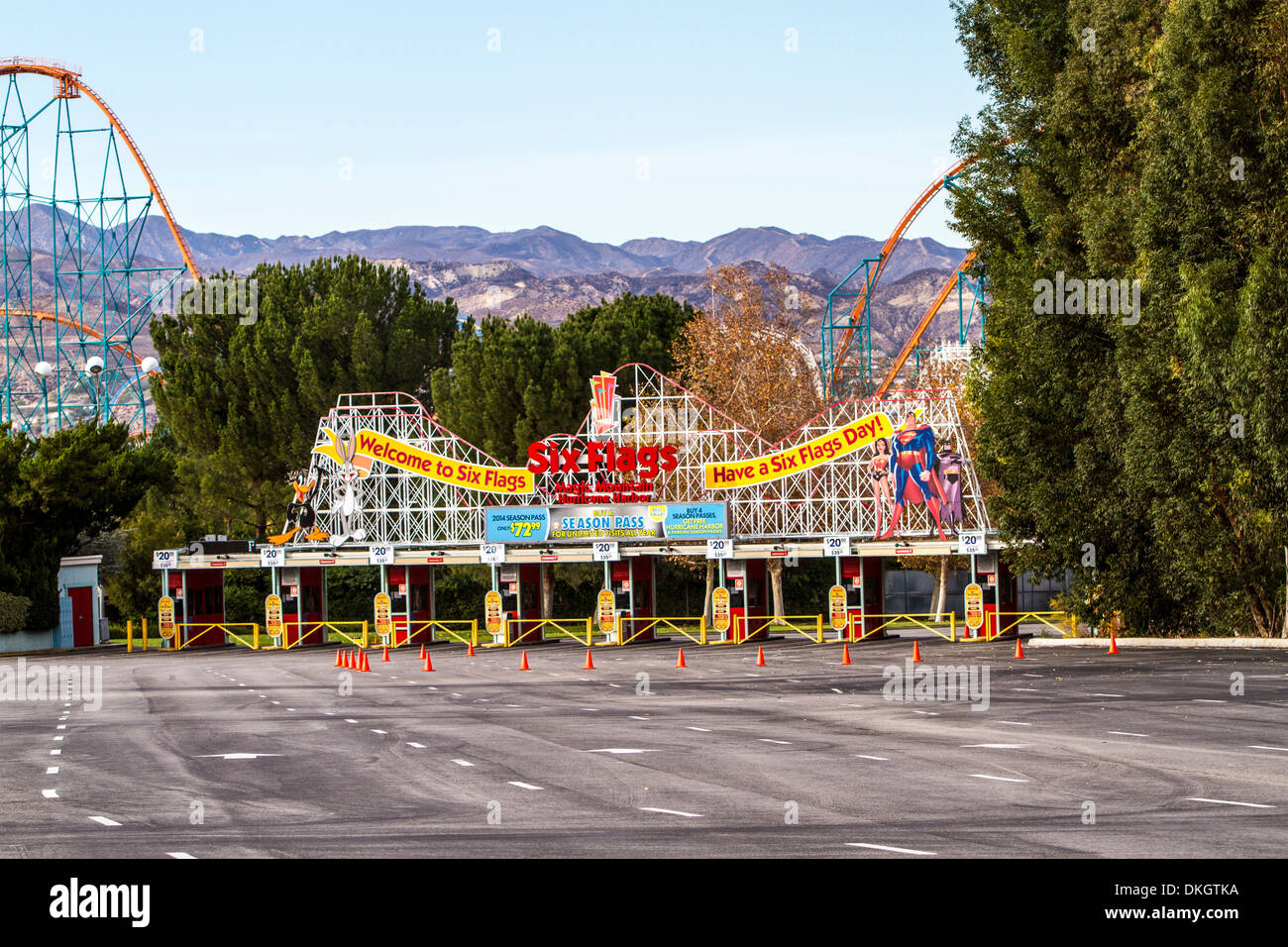 L'Entrée à Six Flags Magic Mountain à Valencia en Californie Banque D'Images