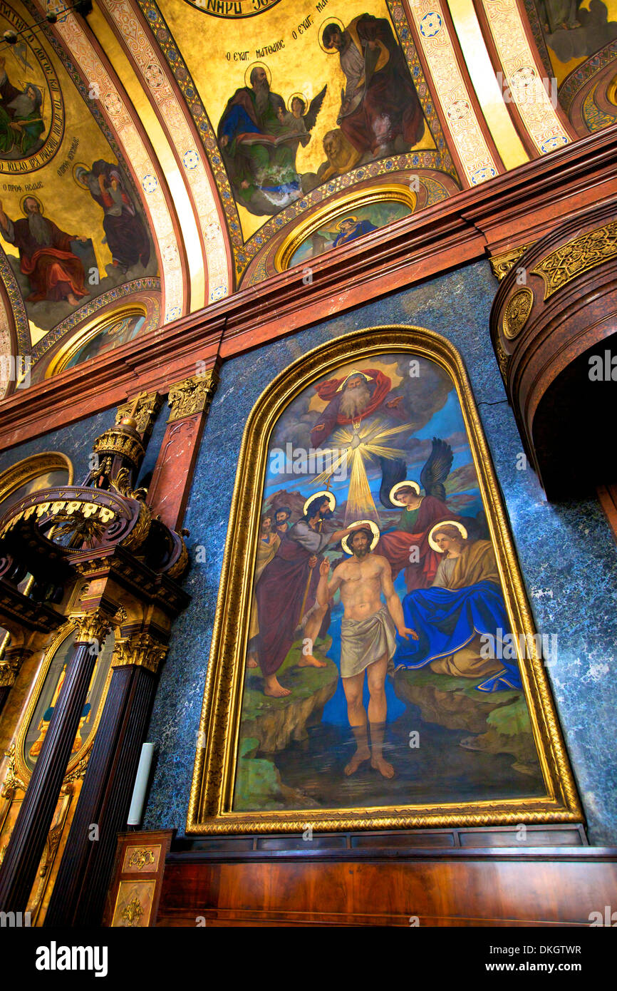 Intérieur de l'Église grecque orthodoxe de la Sainte Trinité, Vienne, Autriche, Europe Banque D'Images