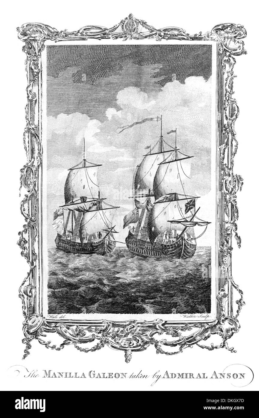 Manilla Galeon prises par l'amiral George Anson, 1er baron PC, FRS, amiral britannique RN Banque D'Images