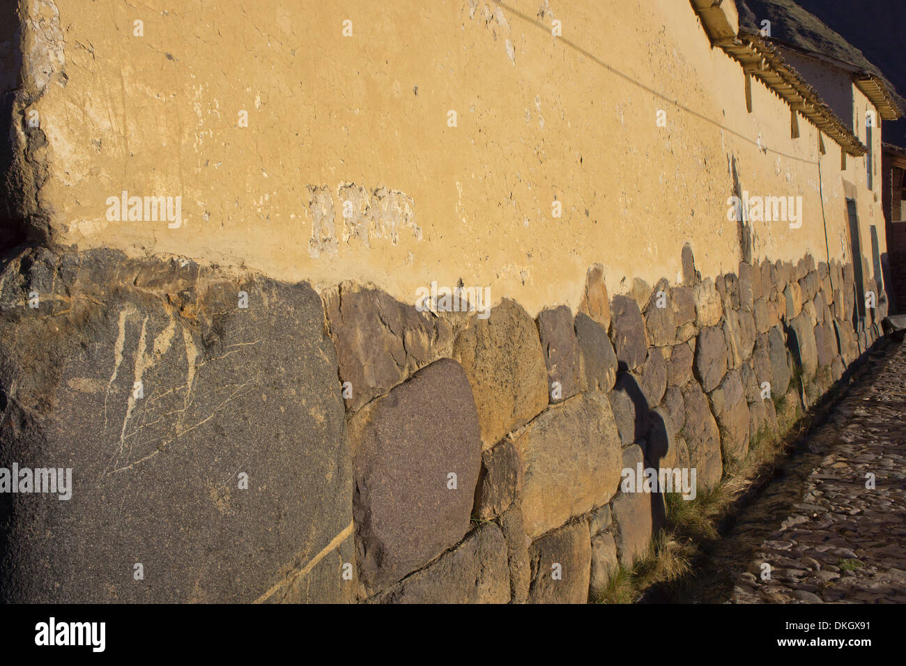 Mur Inca à Ollantaytambo, le Pérou, Amérique du Sud Banque D'Images