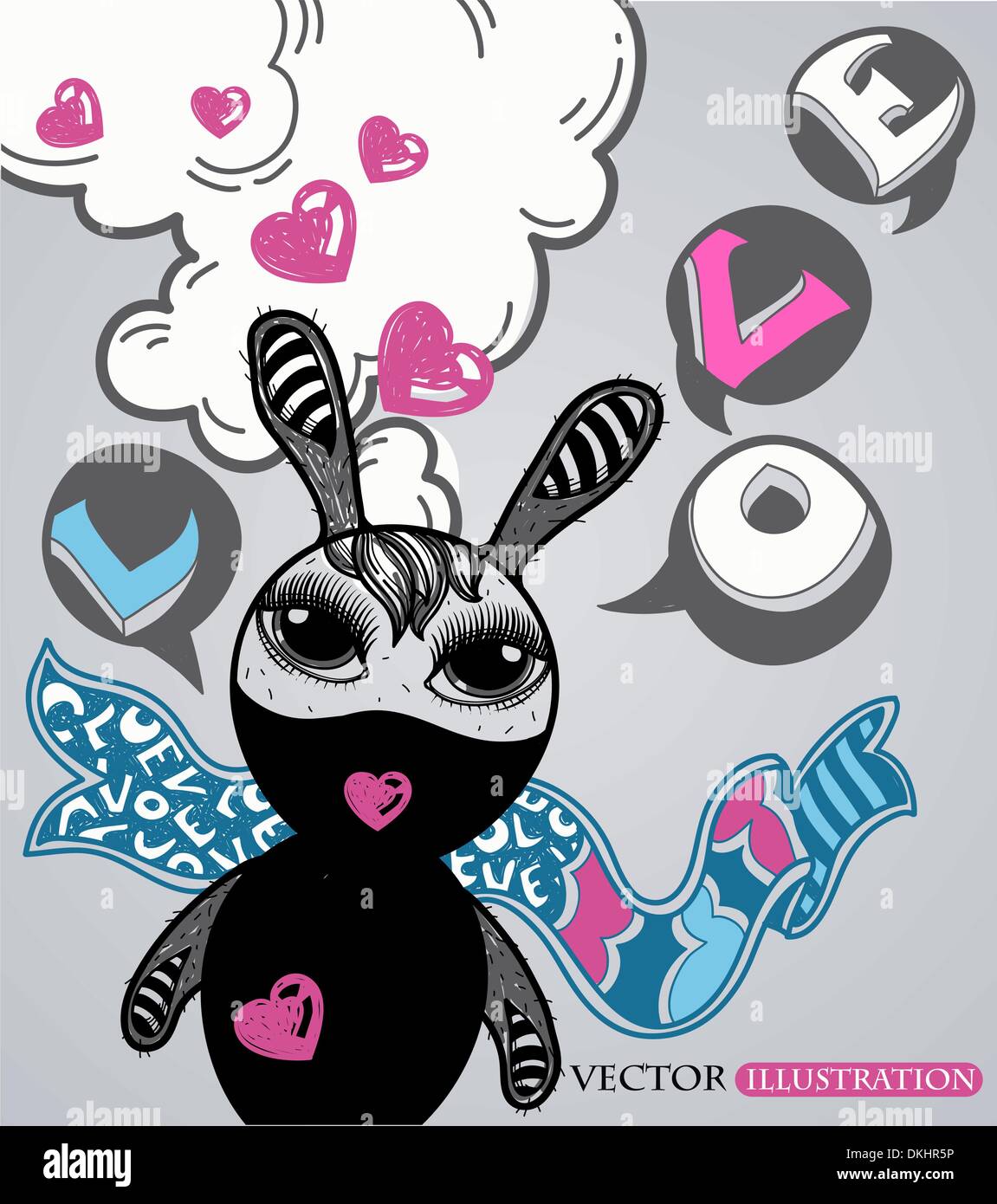 Vector illustration d'un petit bunny pour la Saint-Valentin Illustration de Vecteur