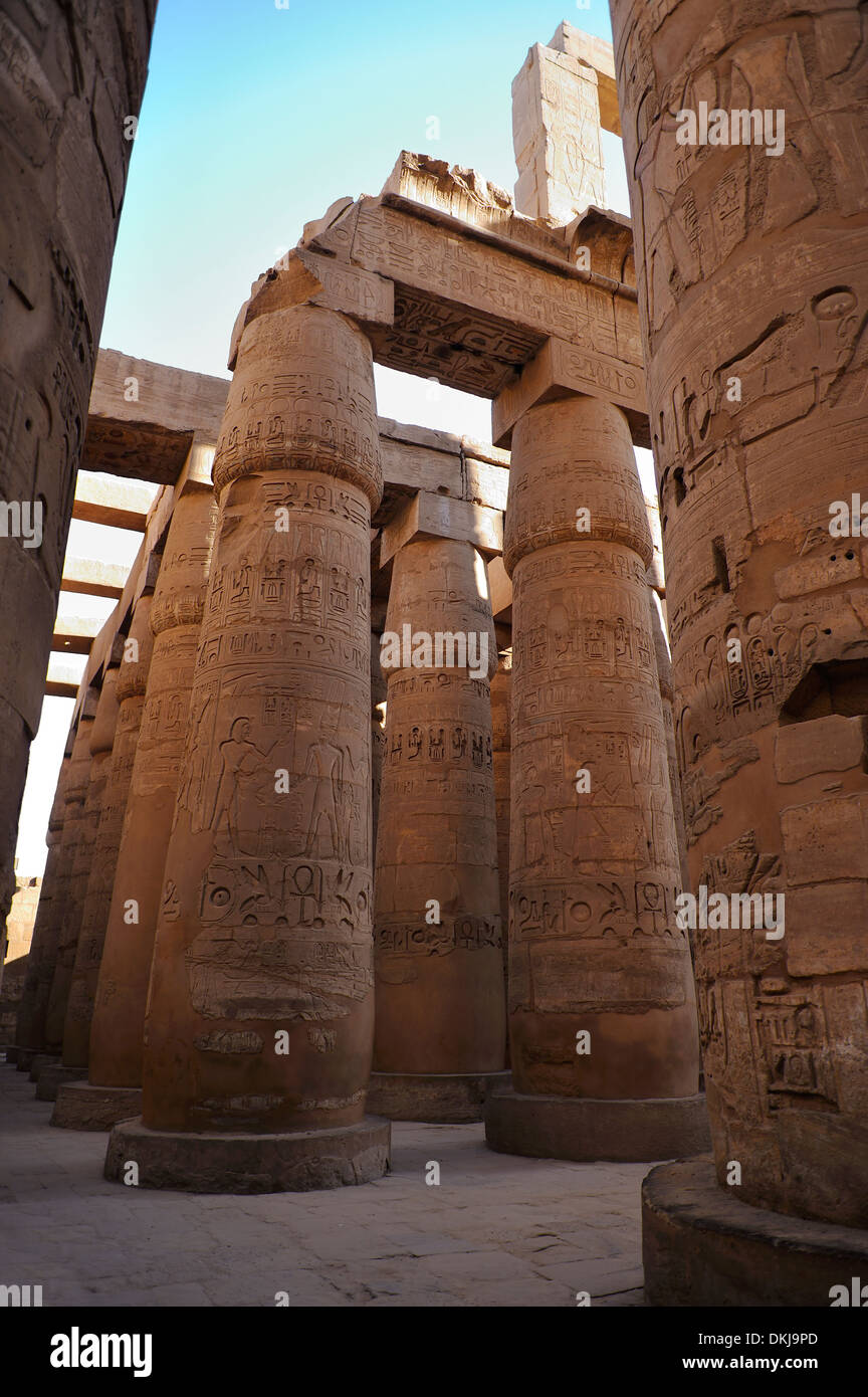 Salle hypostyle - Temple de Karnak, Louxor, Égypte Banque D'Images