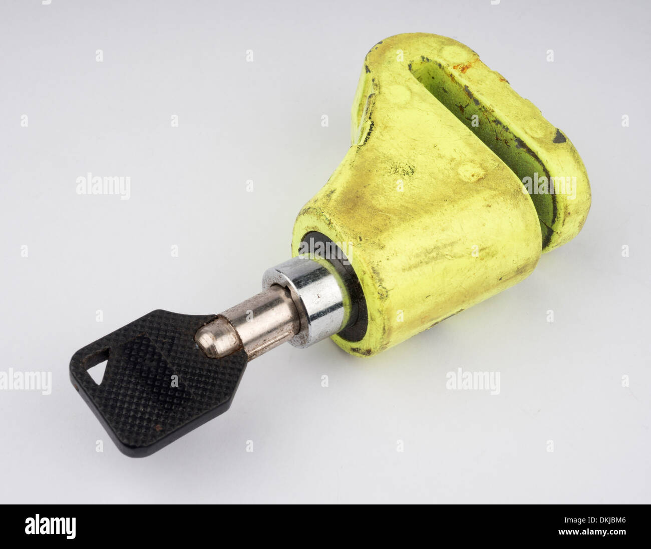 Verrouillage du disque de frein moto jaune Banque D'Images