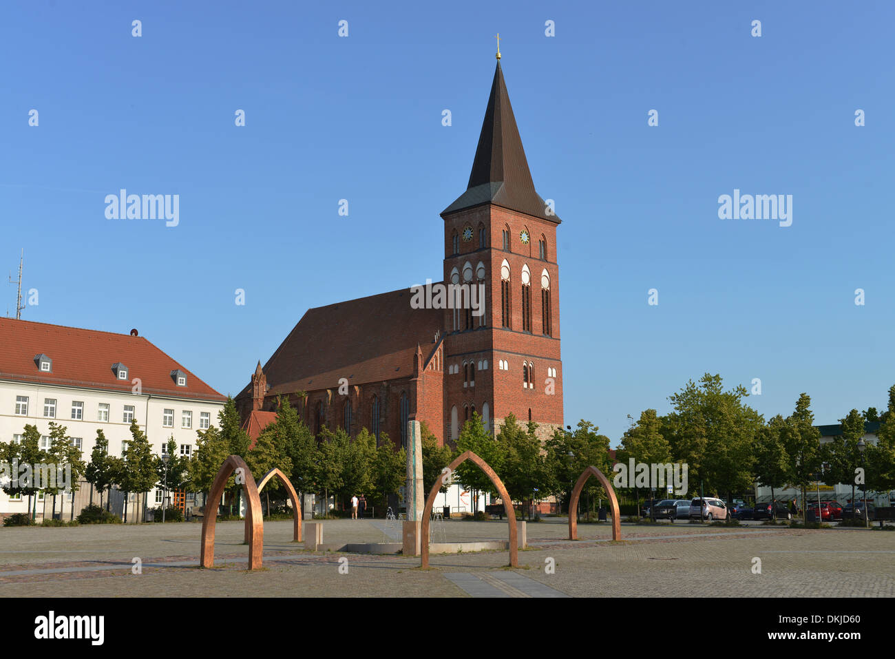 Marktplatz, Marienkirche, Pasewalk, Mecklenburg-Vorpommern, Allemagne Banque D'Images