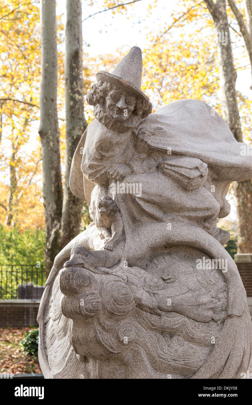 Statue de la mère l'OIE, Central Park en automne, NYC Banque D'Images