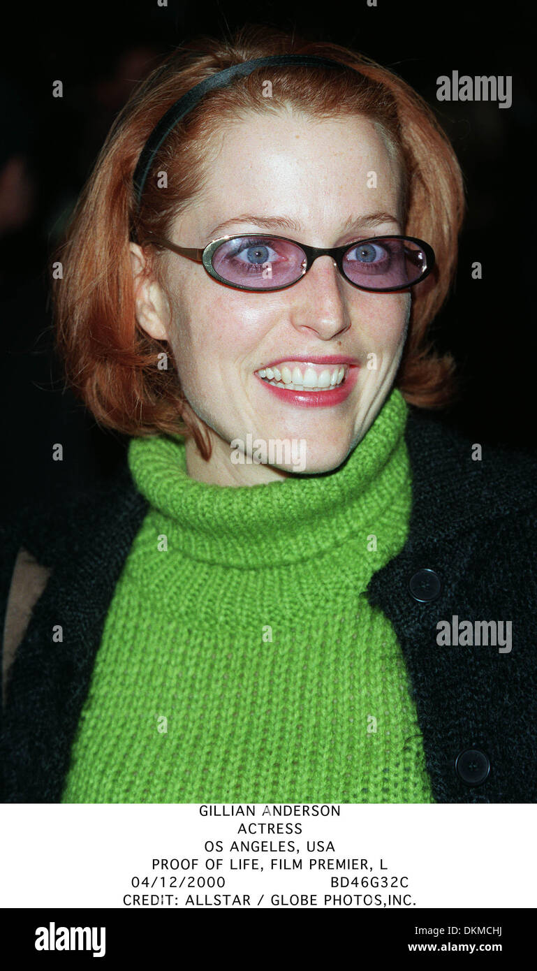 4 décembre 2000 - LA PREUVE DE LA VIE, PREMIER FILM, L'ACTRICE GILLIAN ANDERSON -..OS Angeles, USA.LA PREUVE DE LA VIE, PREMIER FILM, L.04/12/2000.BD46G32C.Crédit Crédit :(Image : © Photos Globe/ZUMAPRESS.com) Banque D'Images