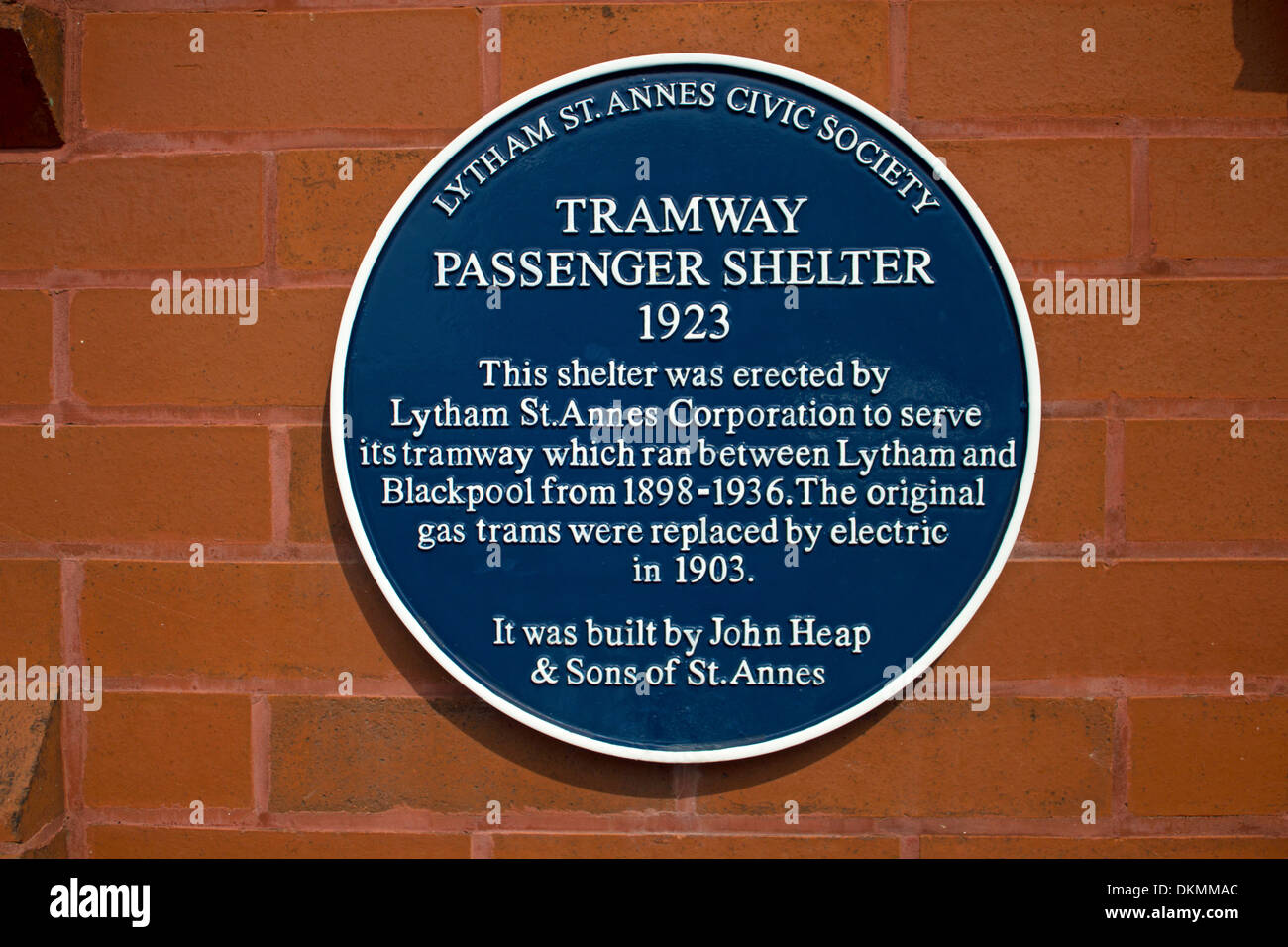 Abri de Tramway Blue Plaque Banque D'Images