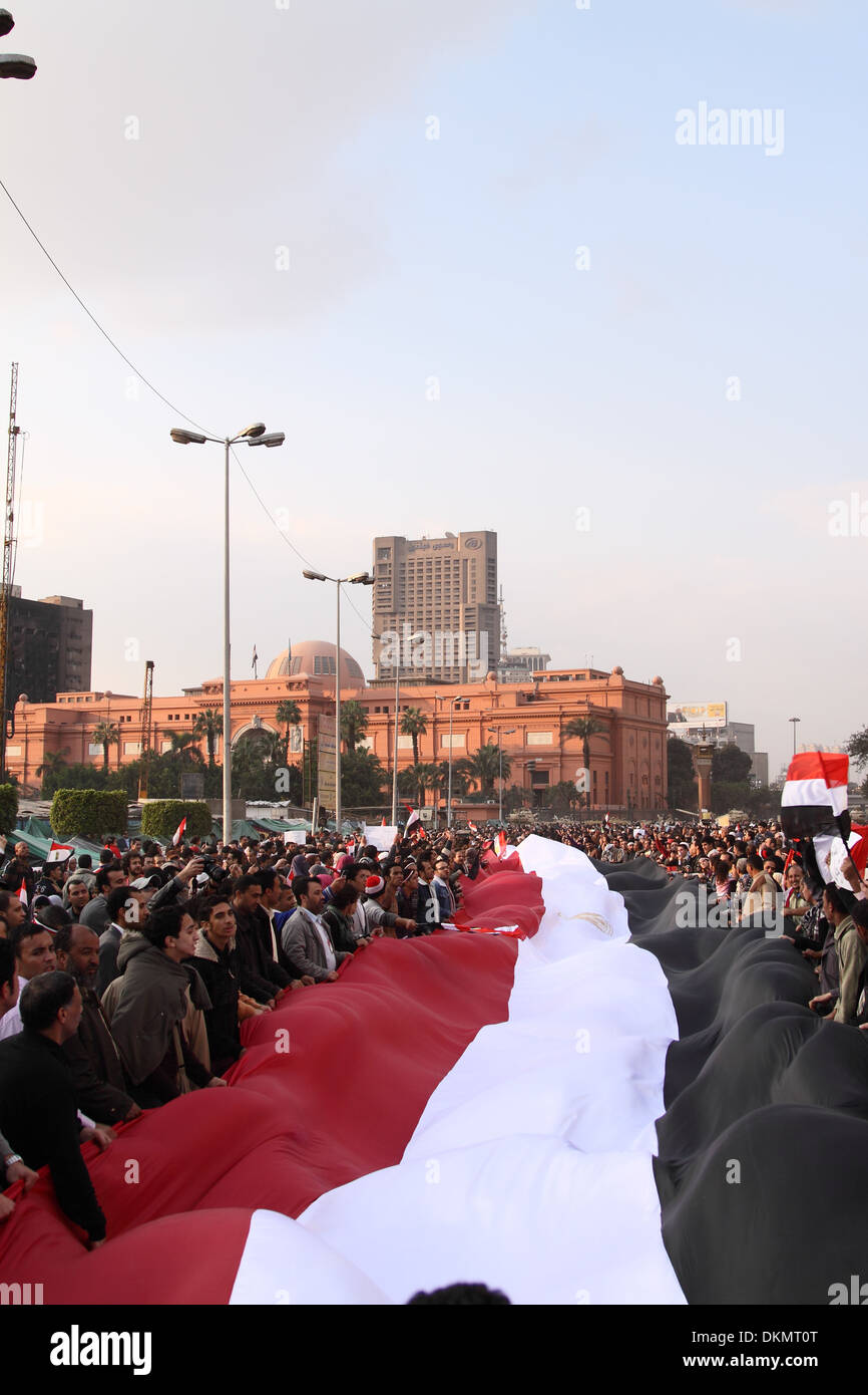 25 janvier l'avenir de l'Égypte (drapeau) @ Tahirir Square - Printemps arabe Banque D'Images