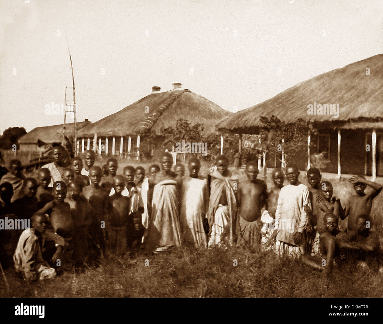 La station de Mission Afrique Bandawe pre-1900 Banque D'Images