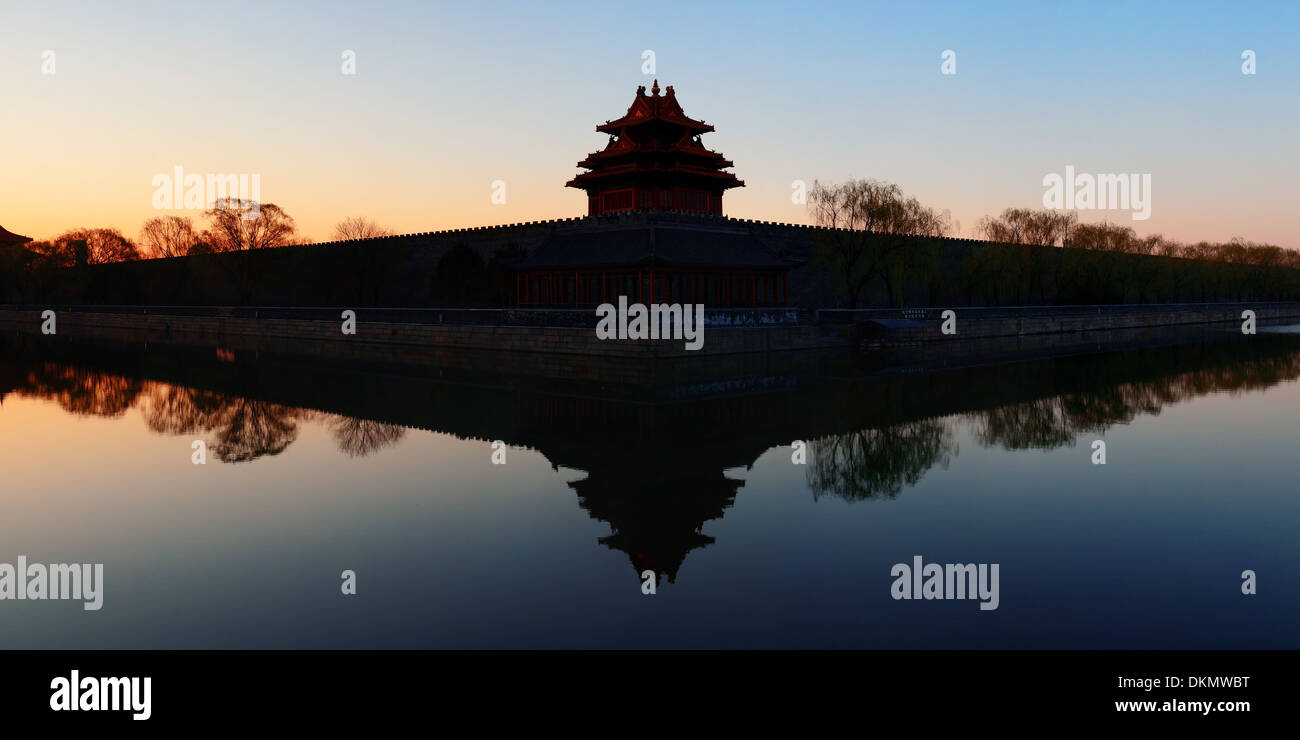 Silhouette du Palais Impérial le matin à Beijing. Banque D'Images