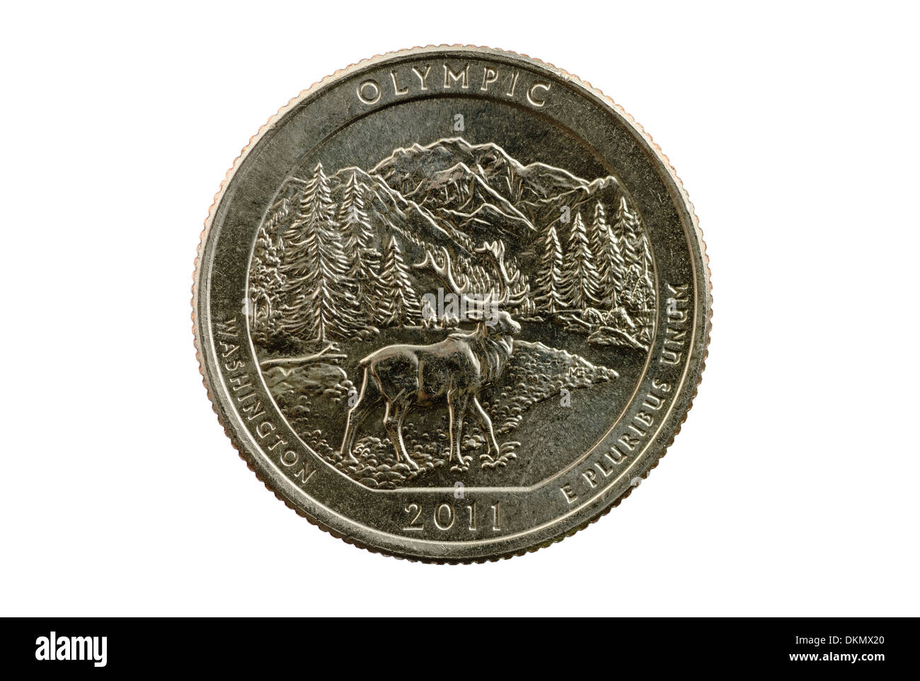 Olympic National Park Washington trimestre commémorative coin isolated on white Banque D'Images