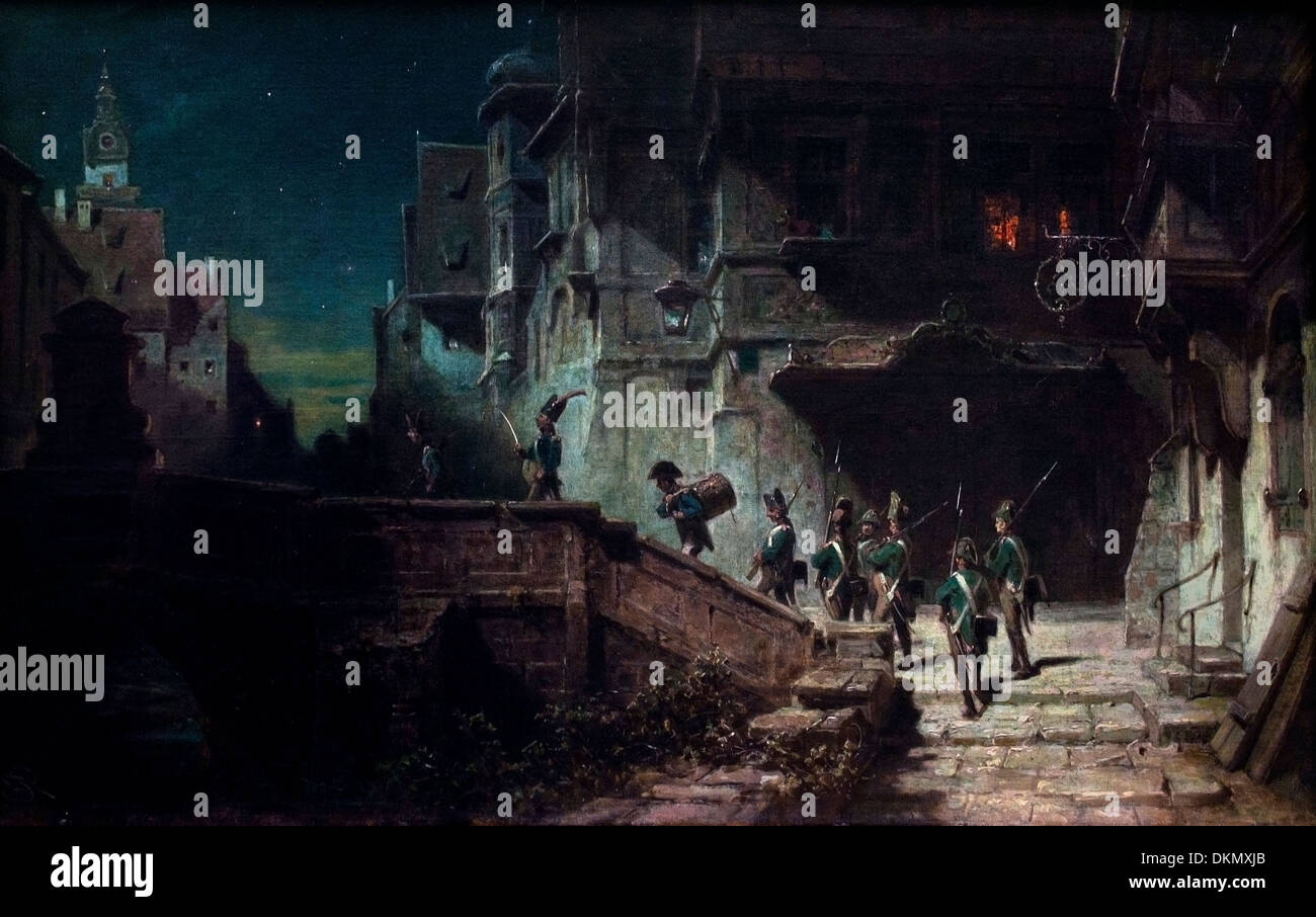 La Ronde nocturne 1879 Carl Spitzweg 1808-1885 Allemagne Allemagne Banque D'Images