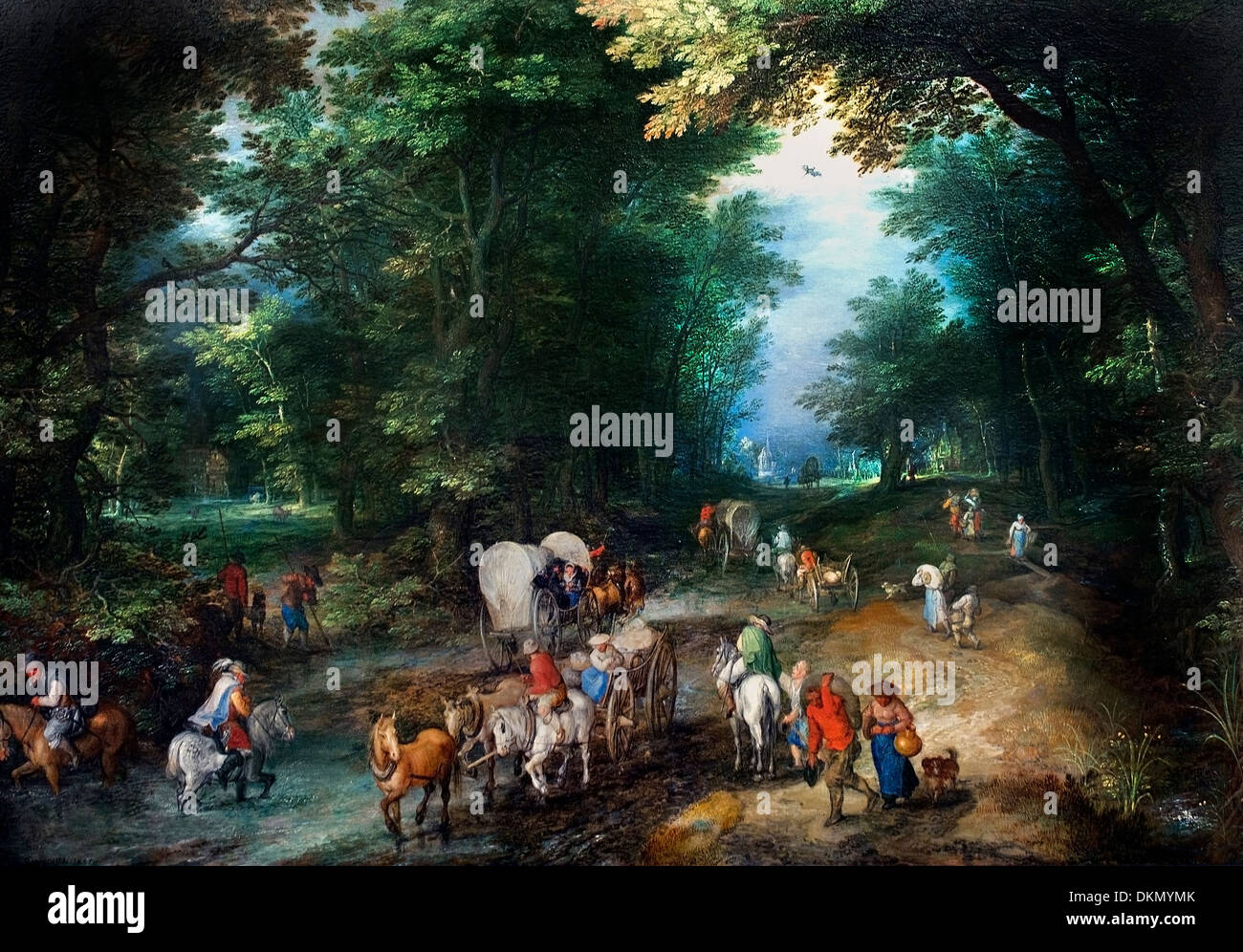 Chemin forestier animé par Jan Brueghel l'ancien (1568-1625) Belgique flamande belge Banque D'Images