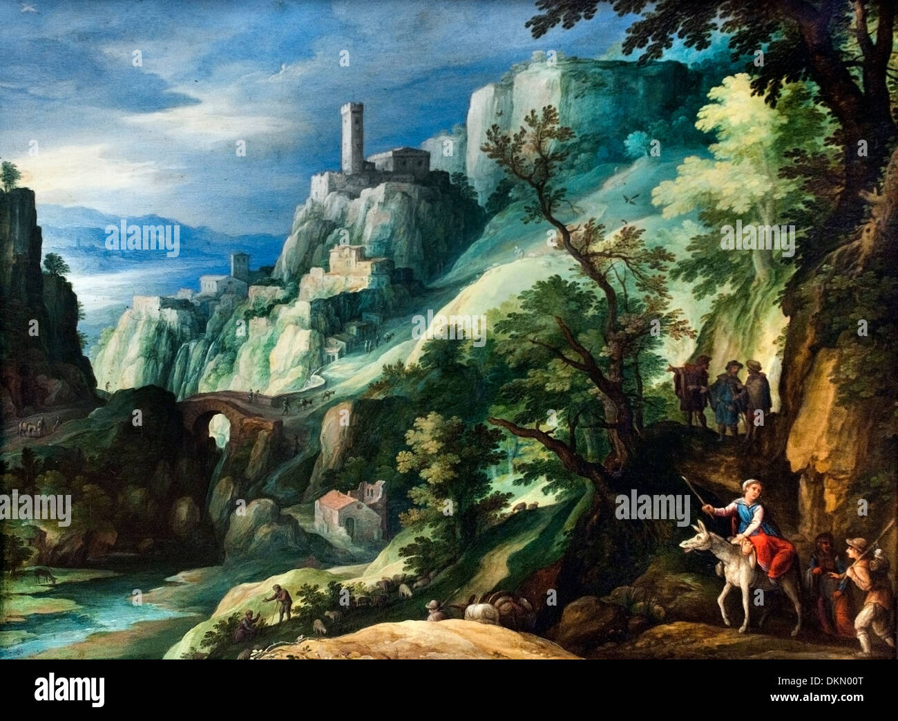 Paysage de montagne italien avec le passage d'Emmaüs ( le chemin d'Emmaüs ) par Paul Bril 1553 - 1626 Pays-Bas Néerlandais Banque D'Images