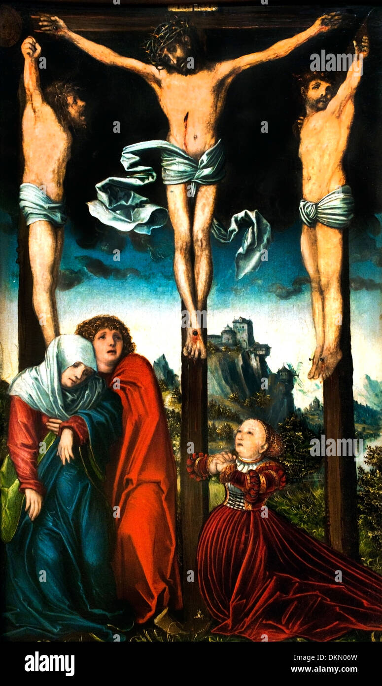 Christus am Kreuz par Lucas Cranach D.A - Christ en croix par Lucas Cranach le Vieux 1472-1553 Allemand Allemagne Italie Banque D'Images