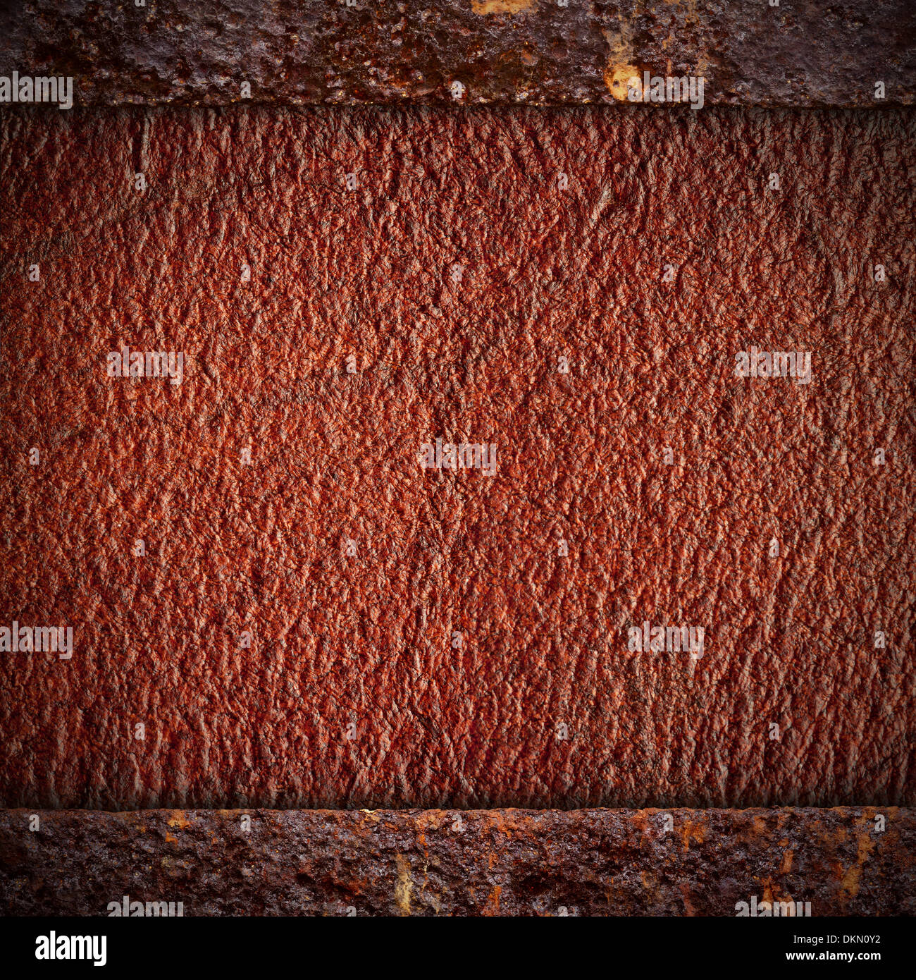 Fond en cuir brun ou motif rugueux texture organique avec rysty marges fer Banque D'Images