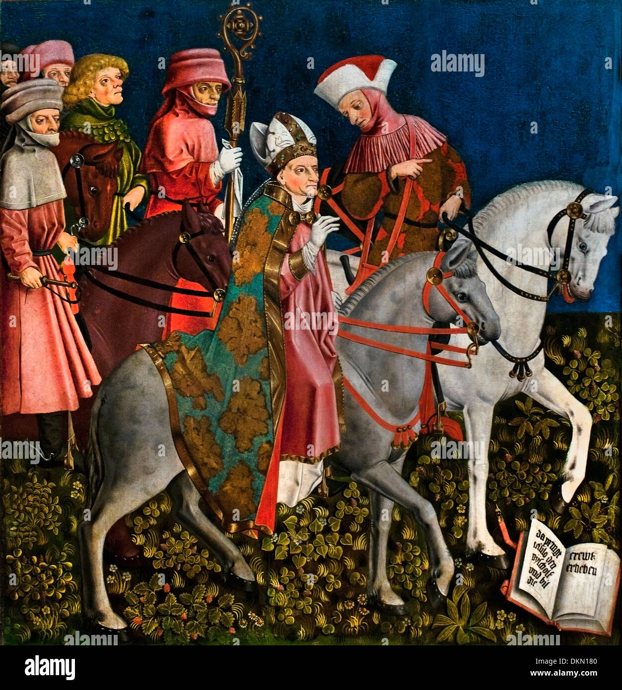 Prince Tassilo rides à la chasse par le maître des bureaux décoratifs peintre allemand de la Renaissance du Nord 1435-1450 Haute-bavière Banque D'Images